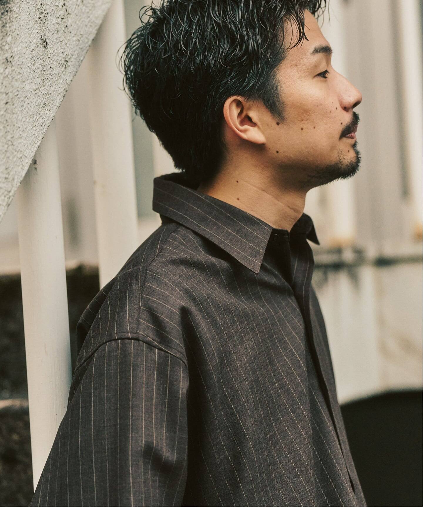 417 EDIFICE JAPON ATELIER Akita ウールシャツ L LE JAPON ATELIER】 Akita レギュラーウールシャツ（シャツ／ブラウス