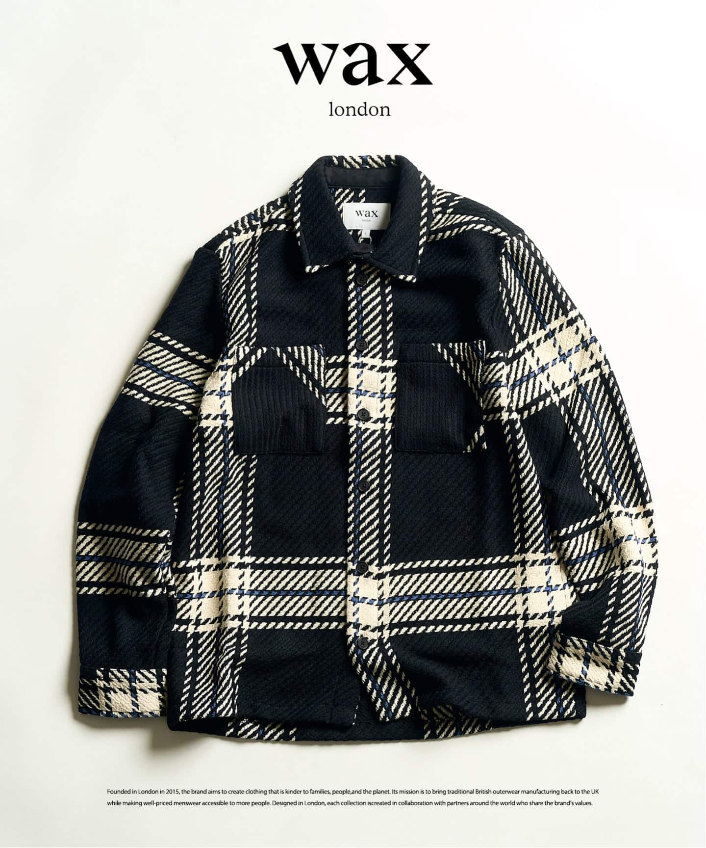 WAX LONDON / ワックス ロンドン】オーバーシャツ BLACK ECRU（シャツ