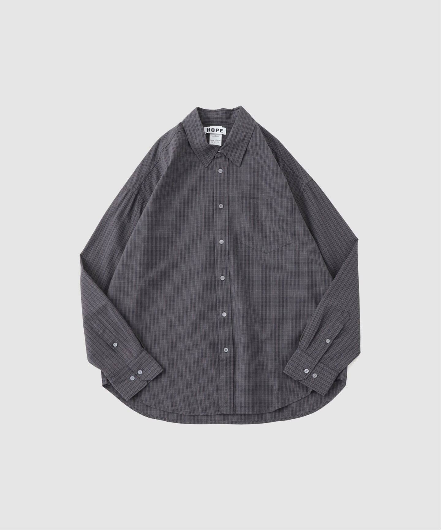 HOPE / ホープ ROOM SHIRT WARM GREY MICRO CHECK（シャツ／ブラウス 