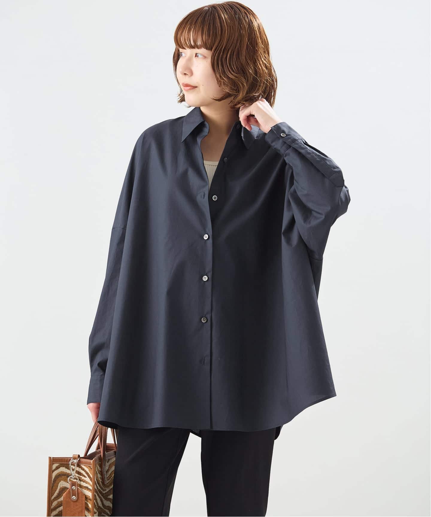 新品タグ付きロペ【洗える】タイプライターコットンBIGシャツ ROPÉ(ロペ) / 【洗える】タイプライターコットンBIGシャツ (トップス