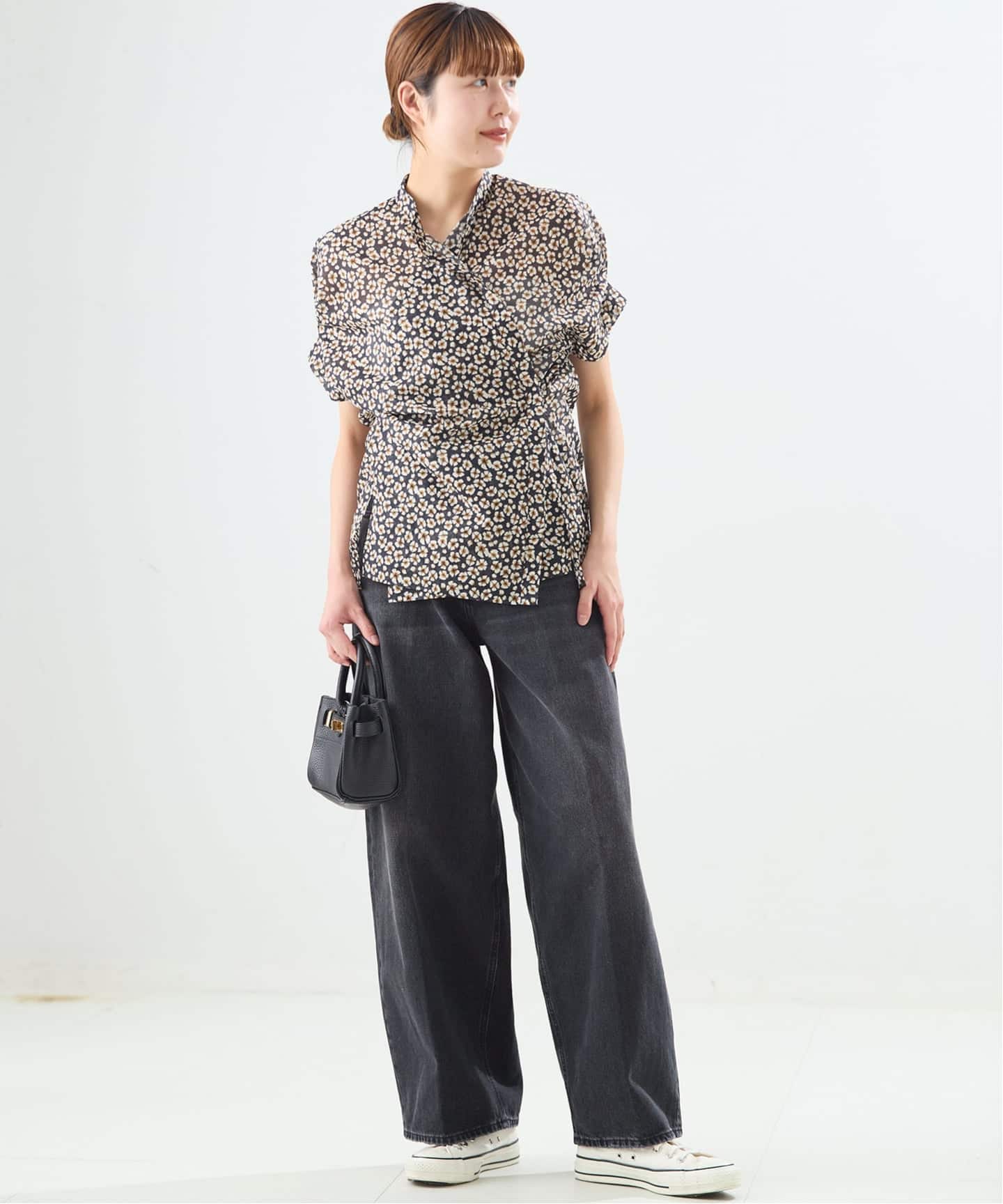 予約》DEVEAUXフラワー&チェック/無地タックスリーブシャツ（シャツ