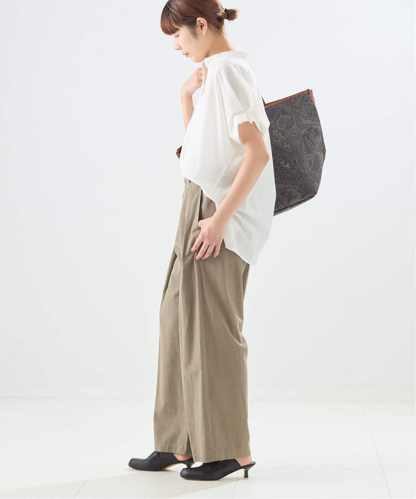 予約》DEVEAUXフラワー&チェック/無地タックスリーブシャツ（シャツ