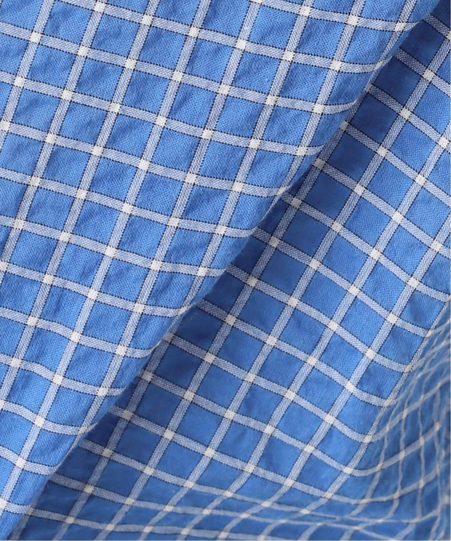 DEVEAUXフラワー&チェック/無地タックスリーブシャツ（シャツ