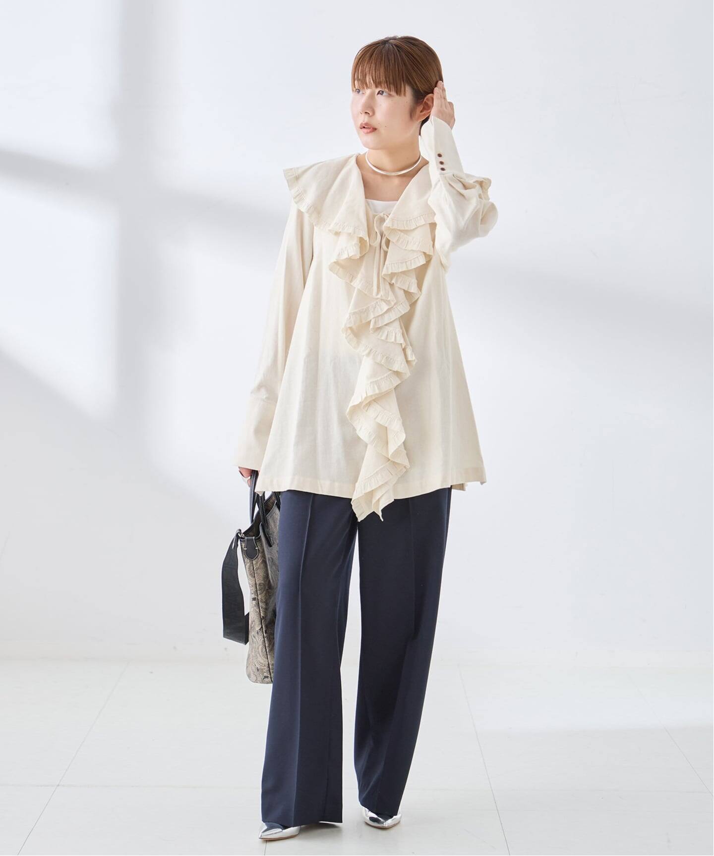 Uhr/ウーア Cotton Silk Ruffle Frill Shirt シャツ（シャツ／ブラウス 