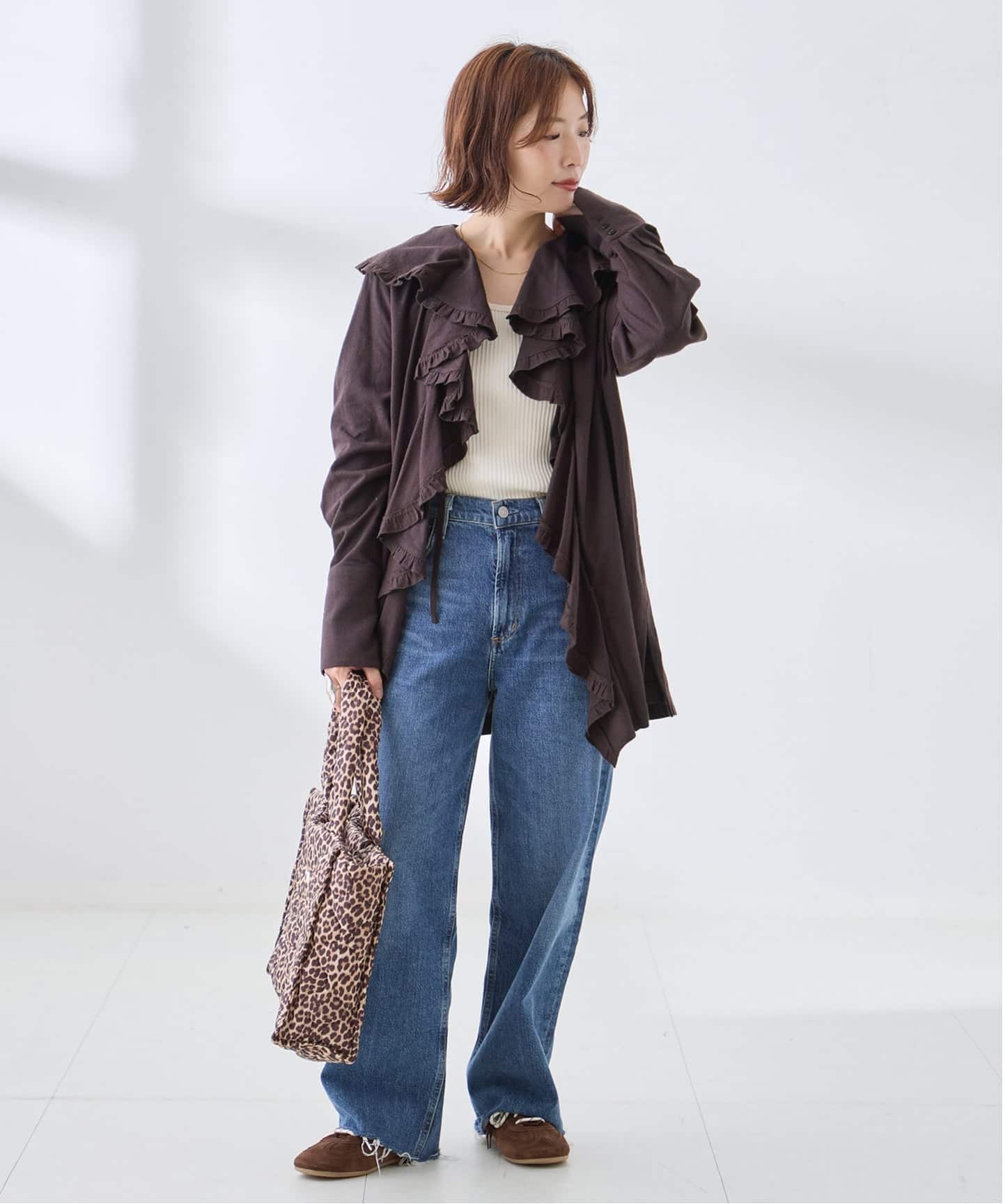 予約》Uhr/ウーア Cotton Silk Ruffle Frill Shirt シャツ（シャツ