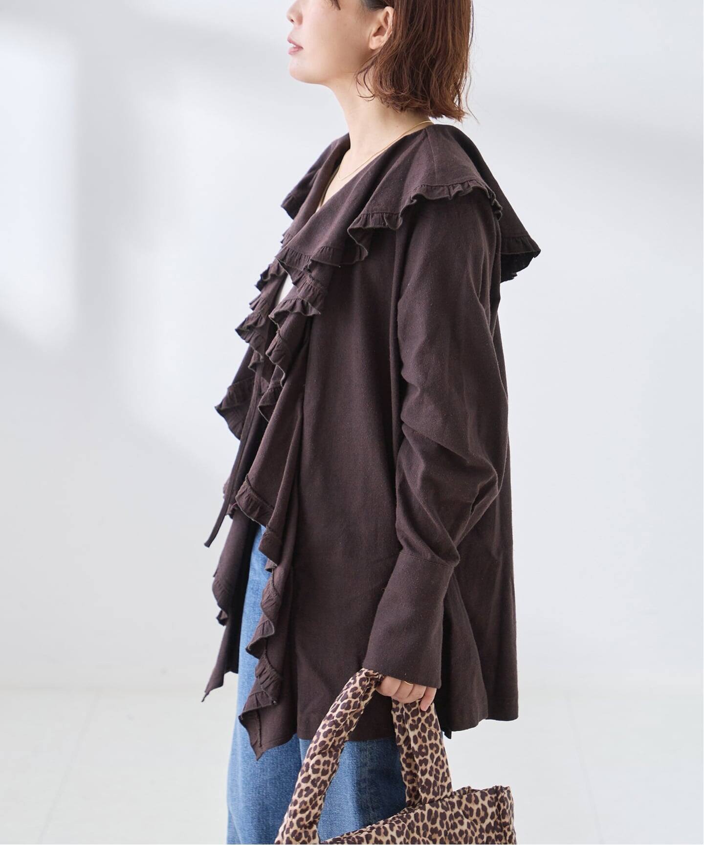 予約》Uhr/ウーア Cotton Silk Ruffle Frill Shirt シャツ（シャツ