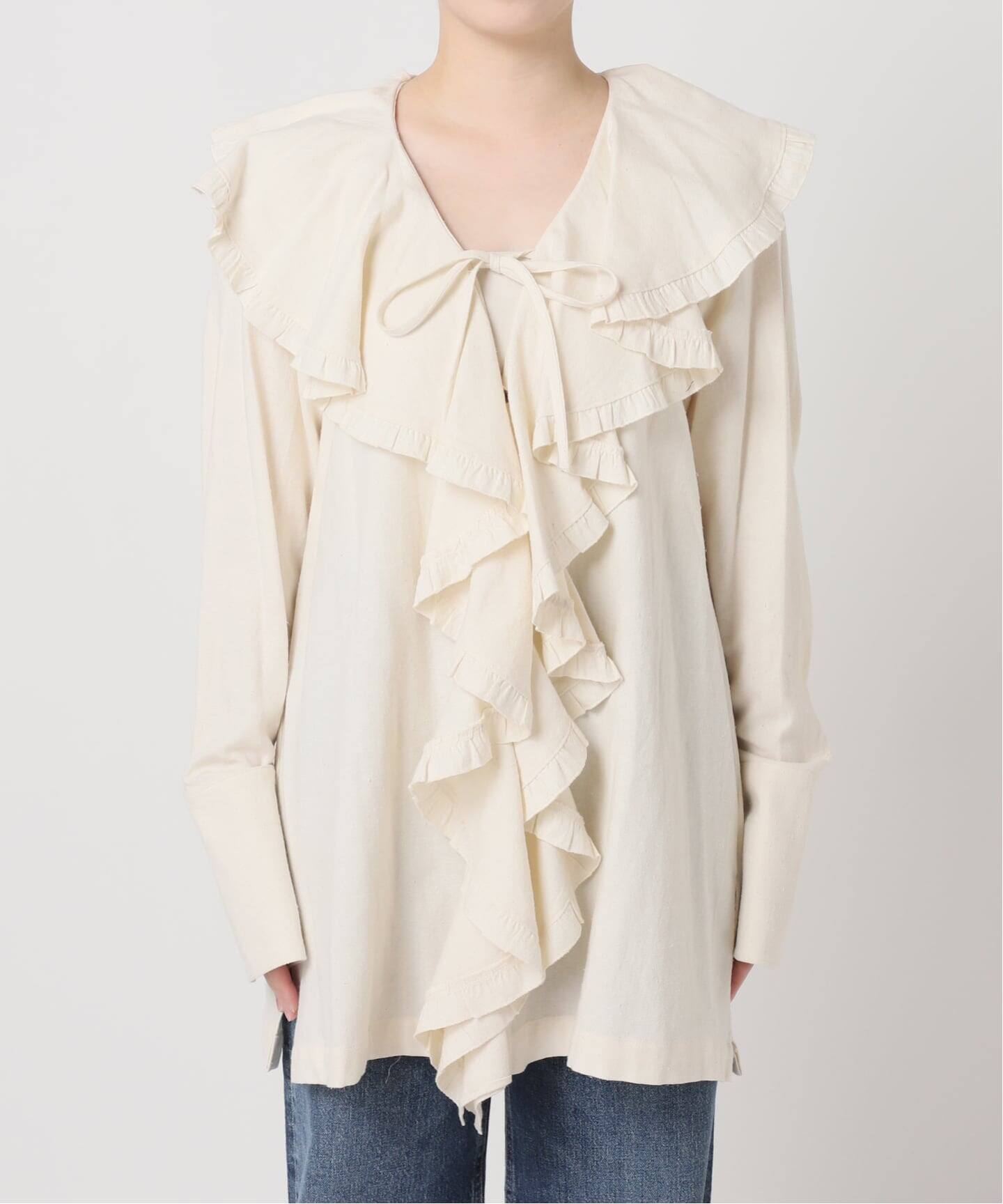 Uhr/ウーア Cotton Silk Ruffle Frill Shirt シャツ（シャツ／ブラウス 