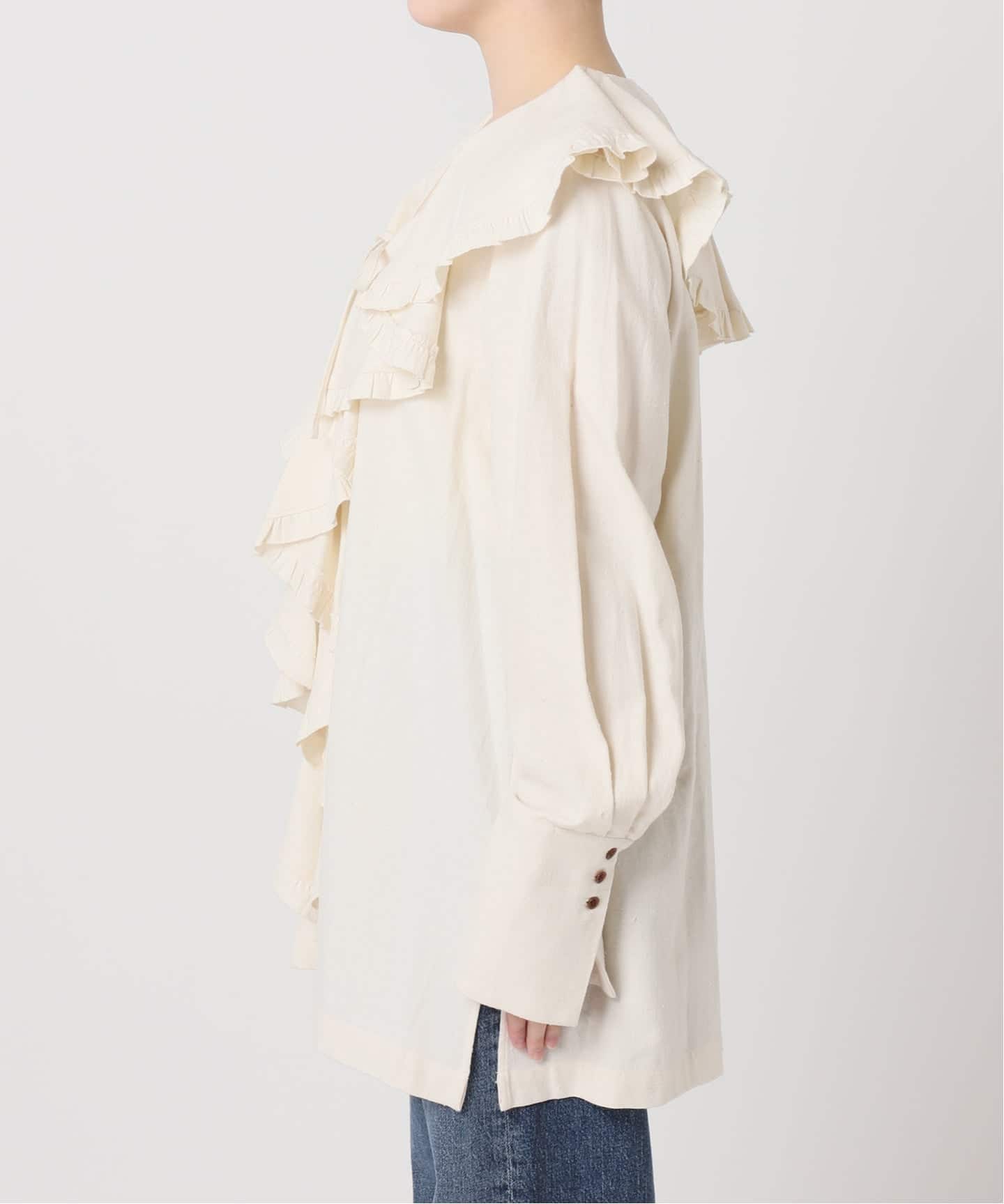 ウーアUhrジャーナルスタンダードレサージュ✨ラッフルフリルカラーシャツブラウス 予約》Uhr/ウーア Cotton Silk Ruffle Frill Shirt シャツ（シャツ