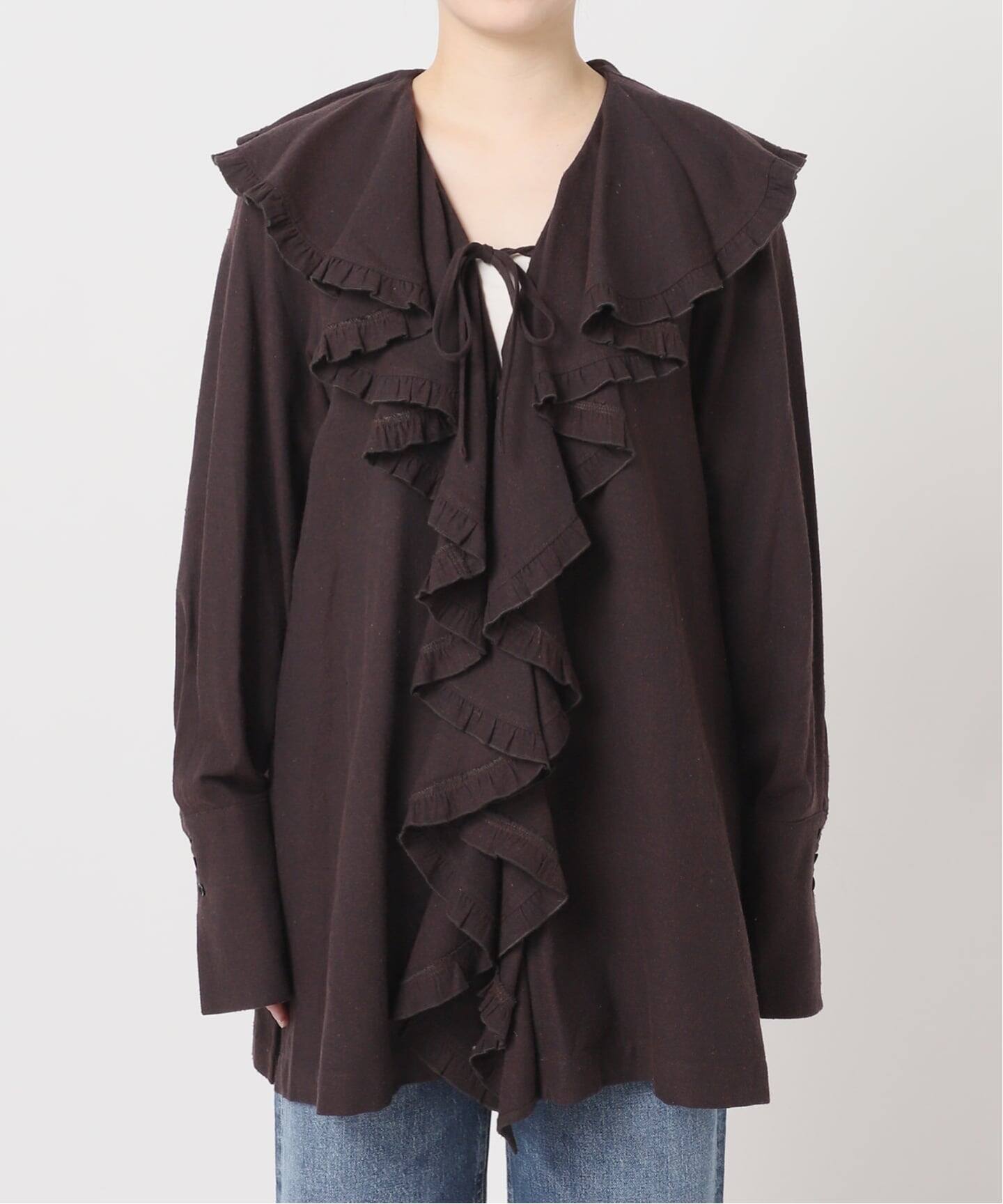 予約》Uhr/ウーア Cotton Silk Ruffle Frill Shirt シャツ（シャツ