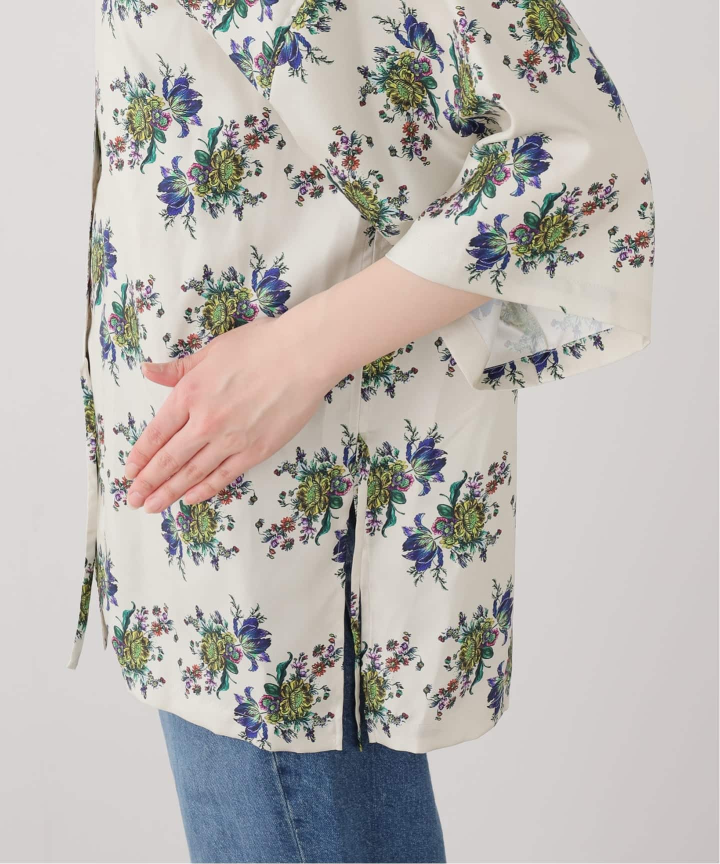 FUMIE TANAKA/フミエタナカ】flower satin SH シャツ(シャツ FUMIE TANAKA/フミエタナカ】flower satin SH シャツ(シャツ