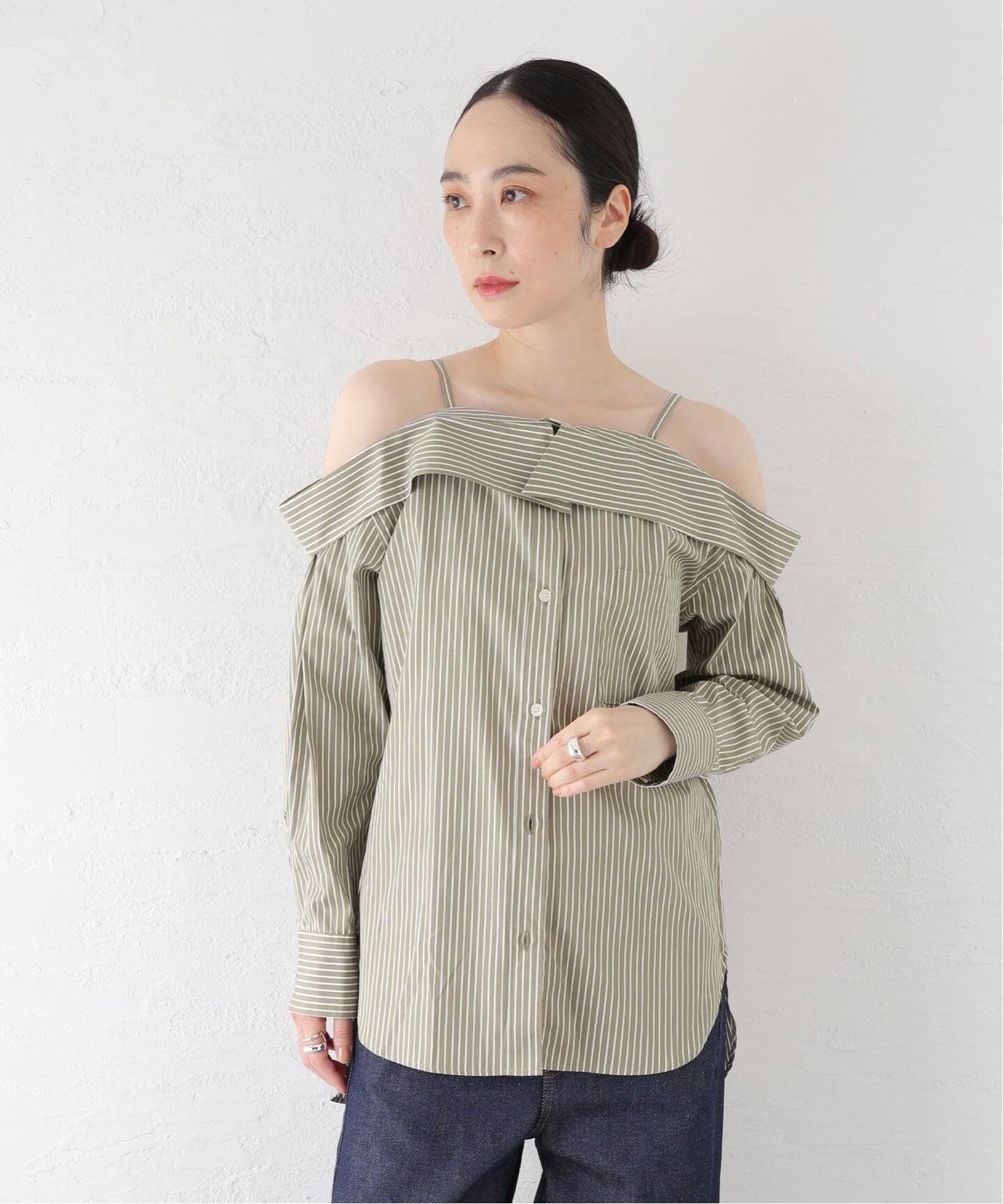 FUMIE TANAKA/フミエタナカ】round stripe SH シャツ（シャツ 