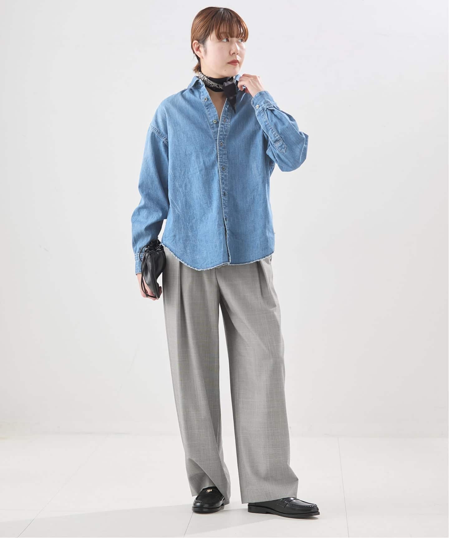 2024 美品ジャーナルスタンダードレサージュ☆8oz デニムシャツ F ブルー JANE SMITH/ジェーンスミス】8oz DENIM REGULAR COLLAR：シャツ