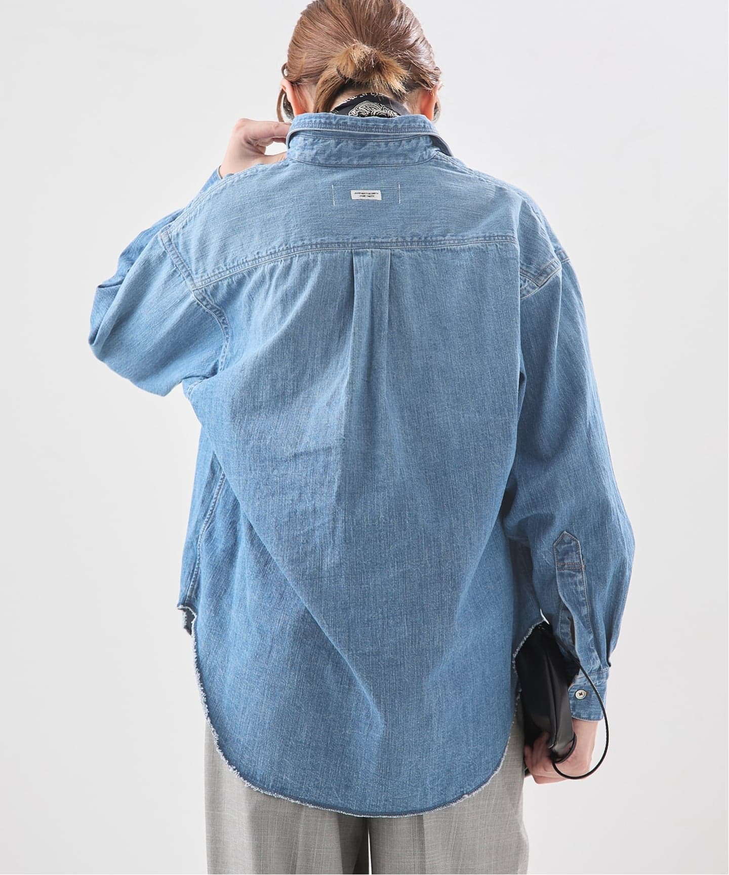 2024 美品ジャーナルスタンダードレサージュ☆8oz デニムシャツ F ブルー JANE SMITH/ジェーンスミス】8oz DENIM REGULAR COLLAR：シャツ