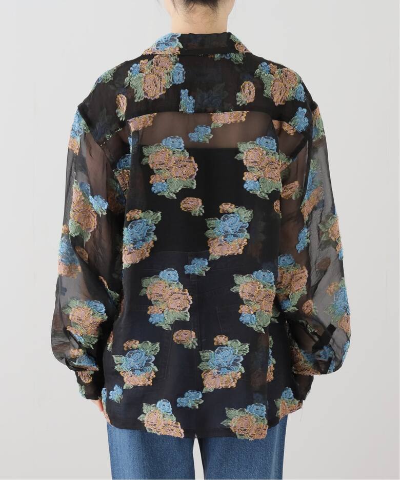 JANE SMITH/ジェーンスミス】 FLOWER JACQUARD OPEN COLLAR ：シャツ 