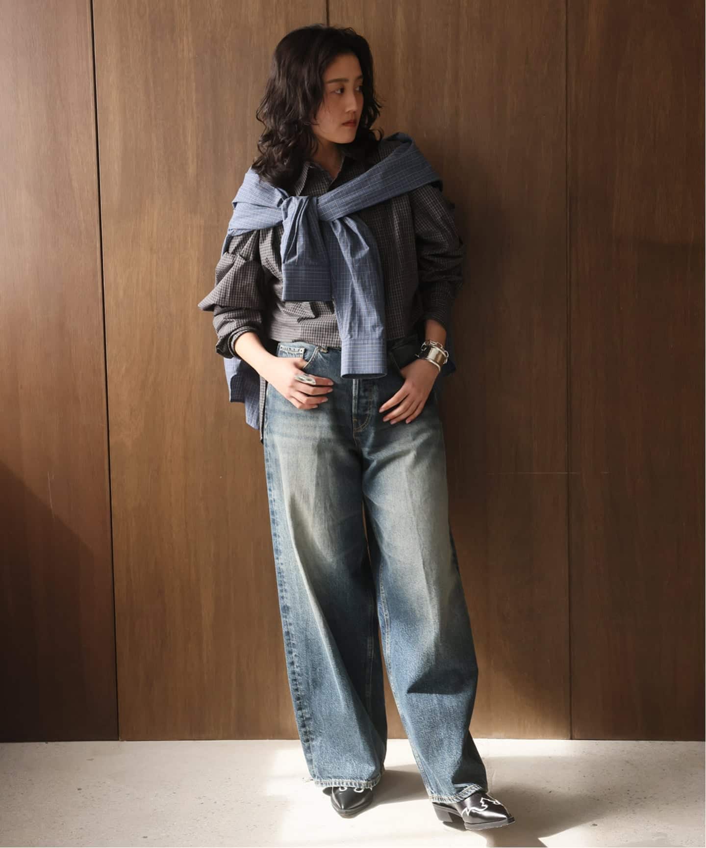 INSCRIRE /アンスクリア】Cotton Check レイヤードシャツ I26SSSH100