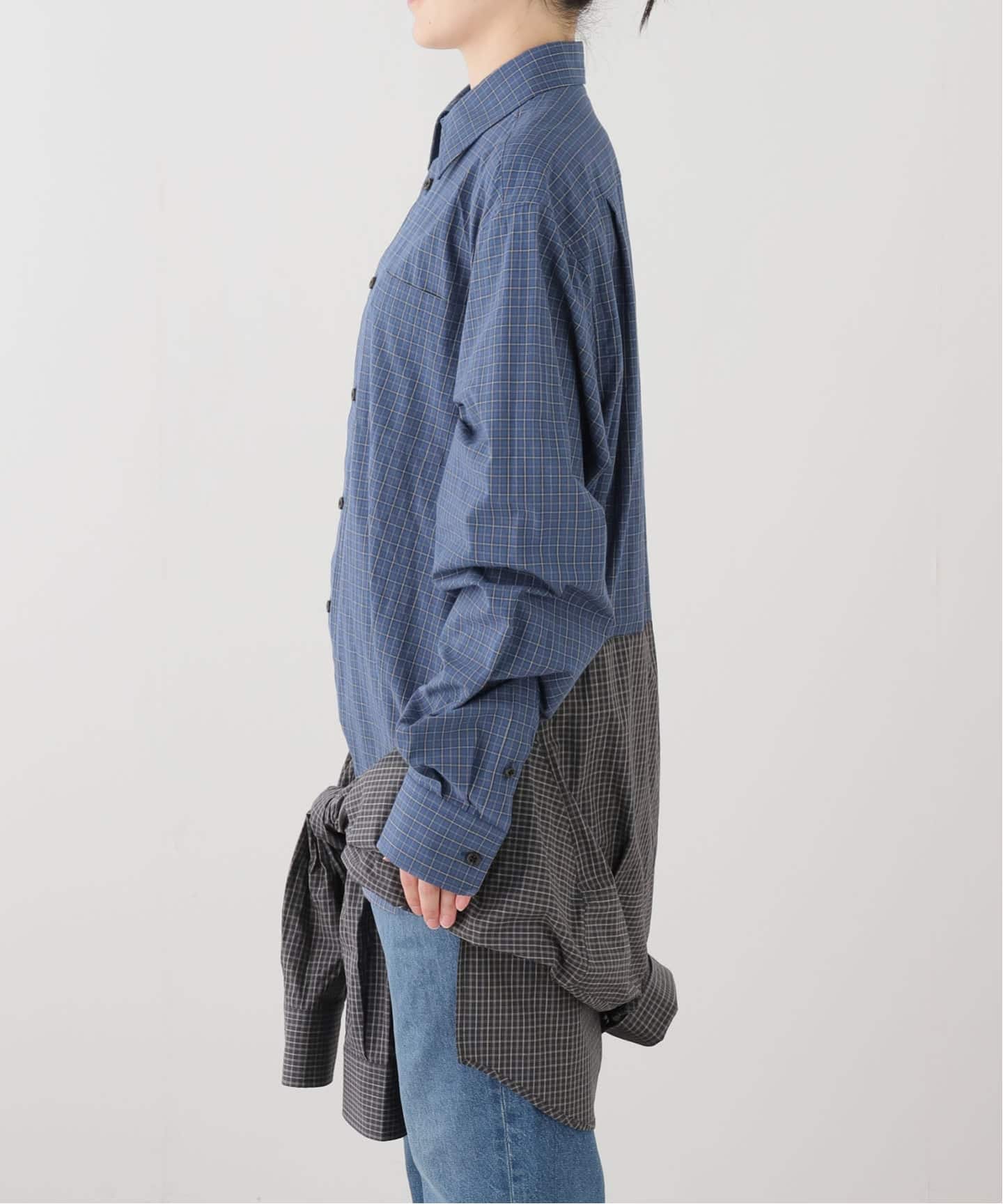 INSCRIRE チェック柄 レイヤードシャツ INSCRIRE /アンスクリア】Cotton Check レイヤードシャツ I26SSSH100