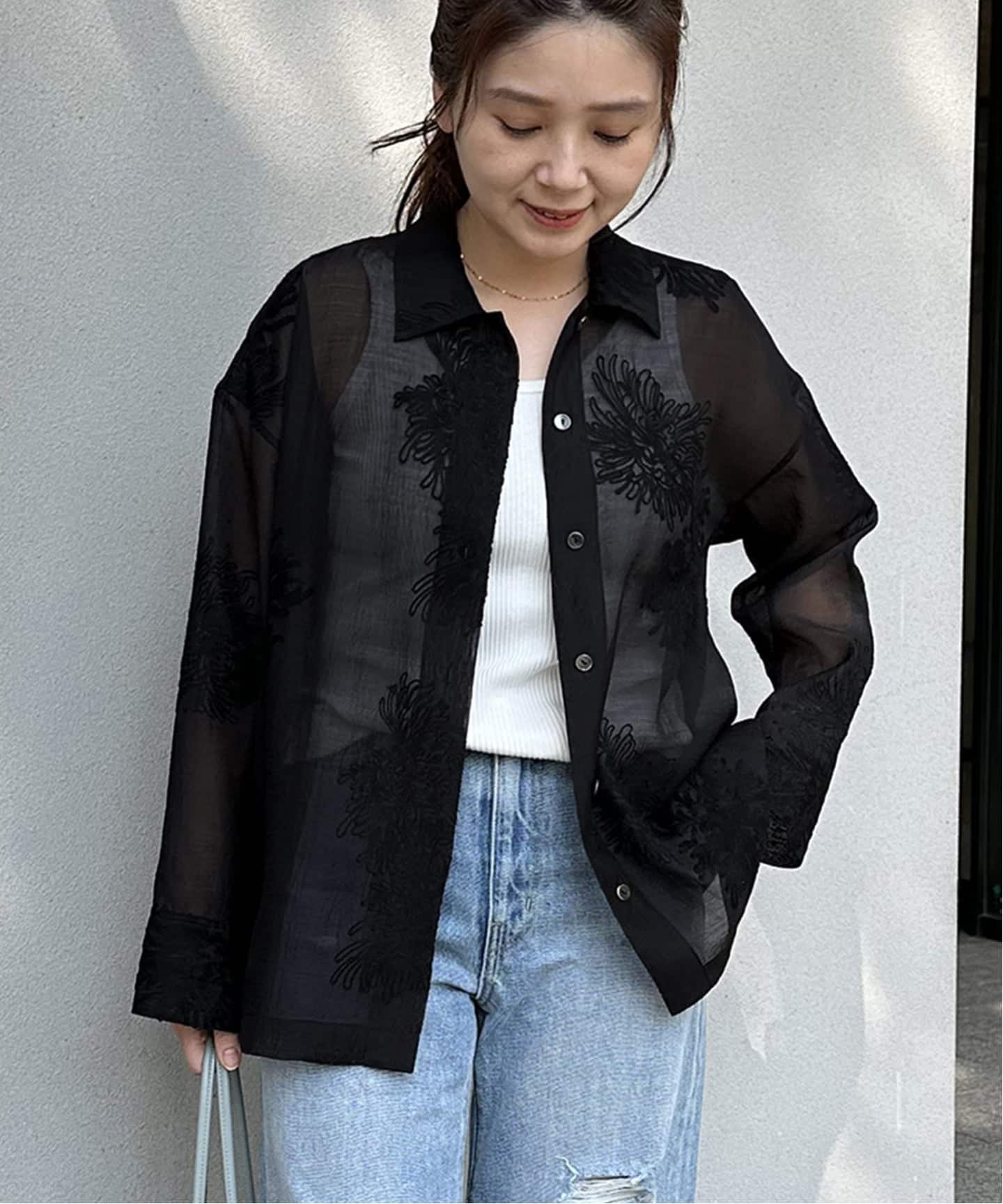 【2025SS】JOURNAL STANDARD シアーレースビッグシャツ 黒 JOURNAL STANDARD - 【2025SS】JOURNAL STANDARD シアーレースビッグ