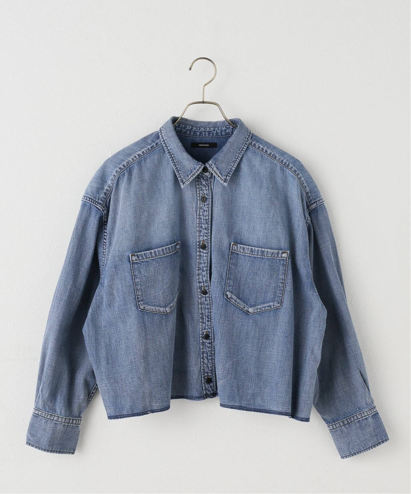 追加》ライトオンスデニムクロップドシャツ（シャツ／ブラウス