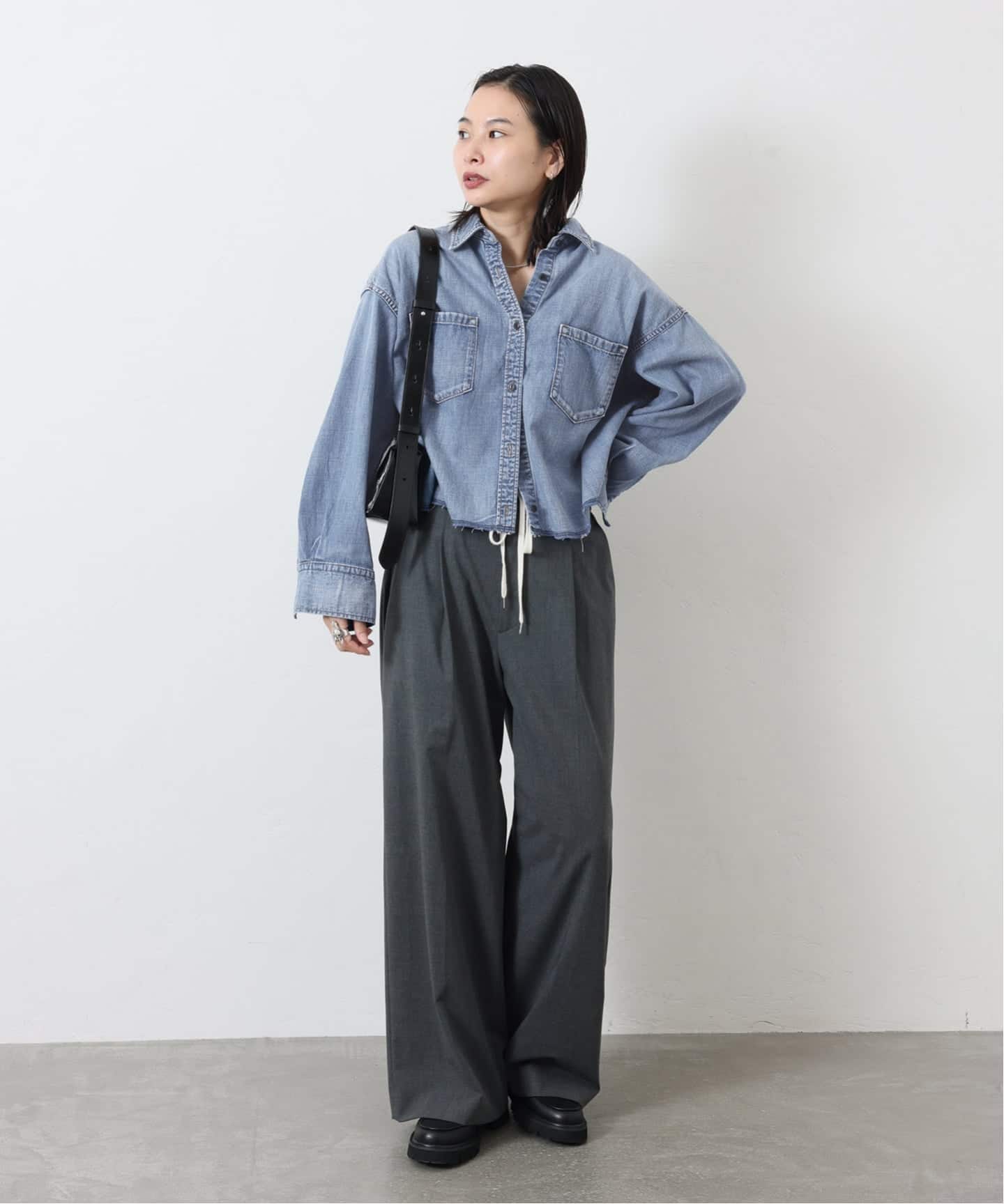 追加2》ライトオンスデニムクロップドシャツ（シャツ／ブラウス