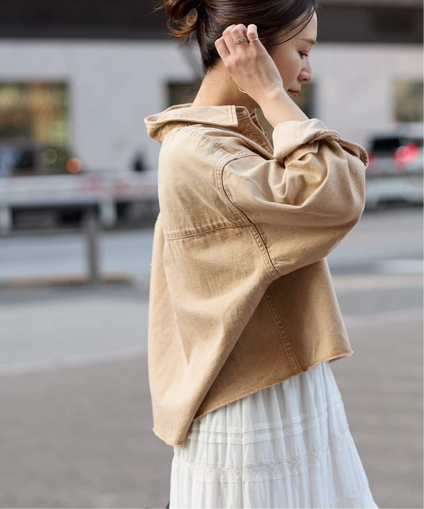 追加2》ライトオンスデニムクロップドシャツ（シャツ／ブラウス