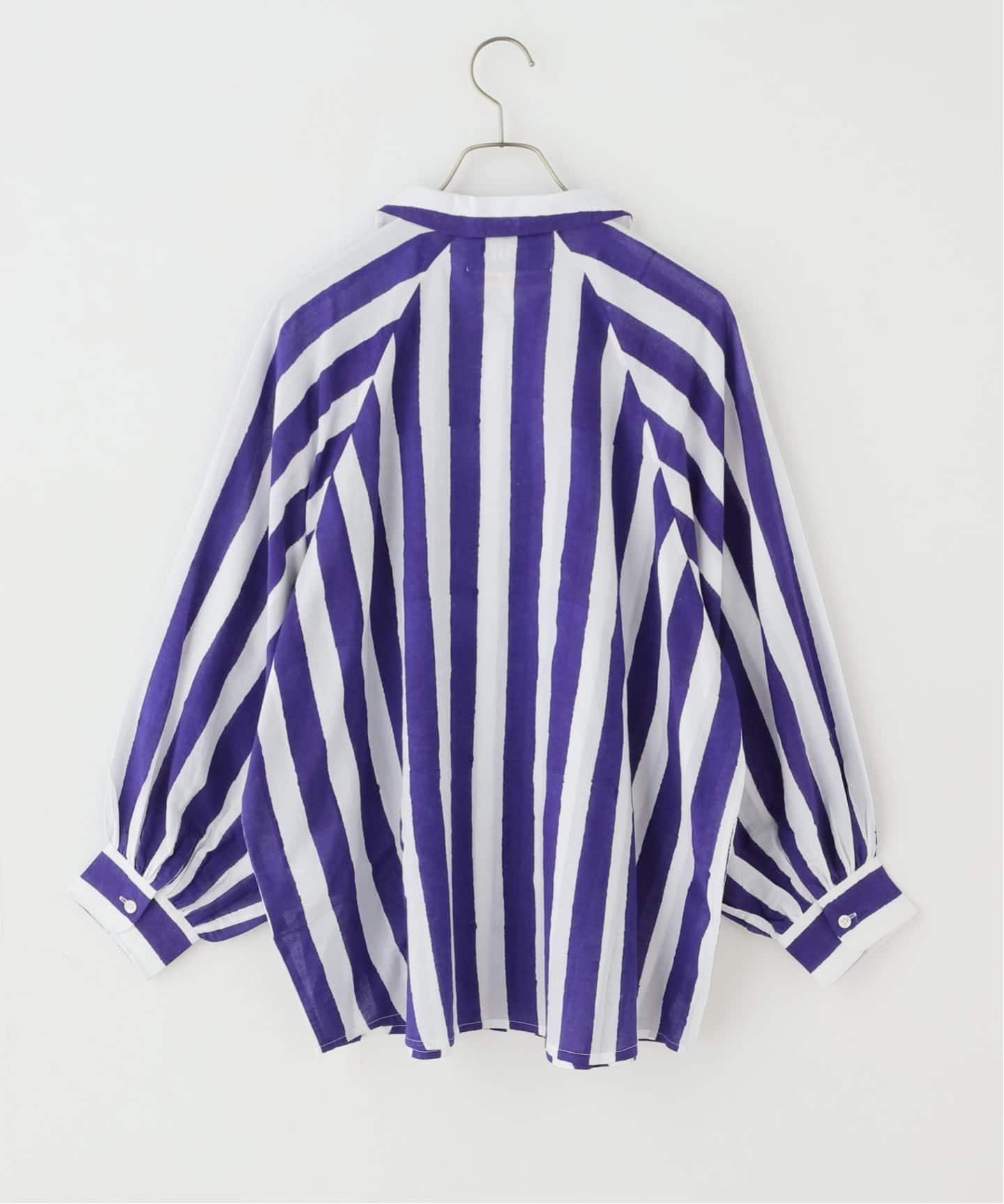 Mii / ミイ】 BLOCK PRINTED MULTICOLOR STRIPE SHIR（シャツ