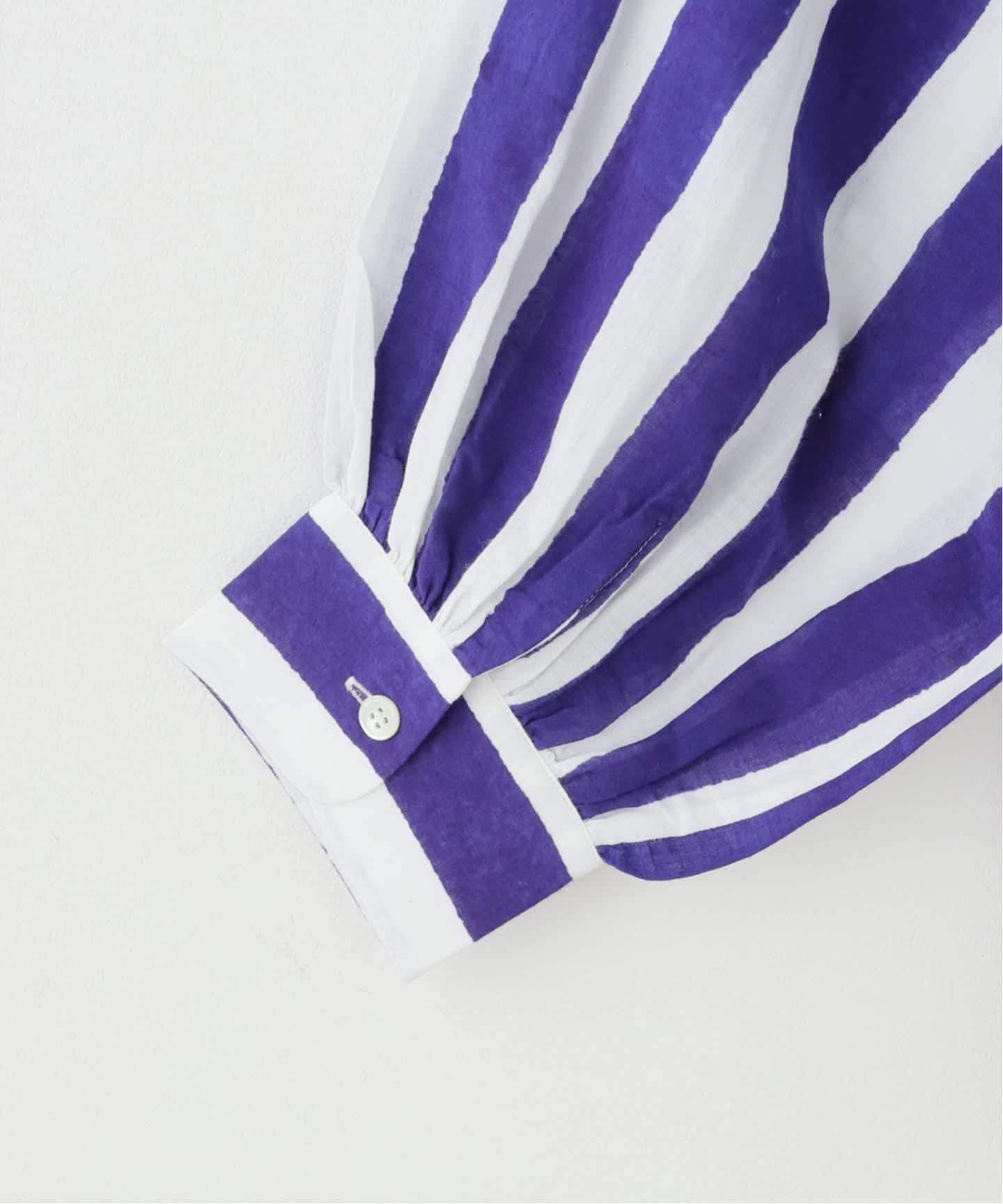 Mii / ミイ】 BLOCK PRINTED MULTICOLOR STRIPE SHIR（シャツ
