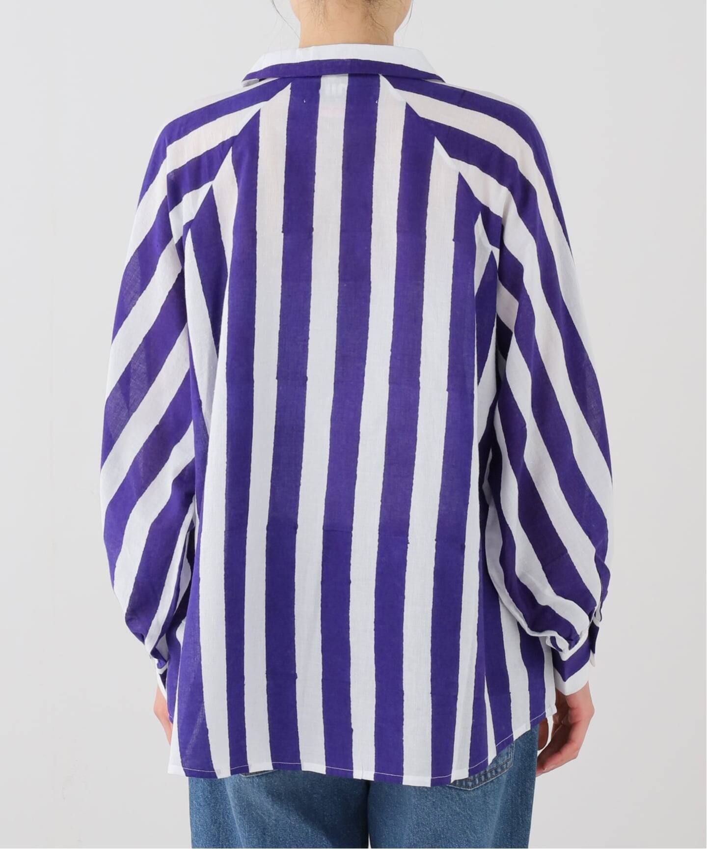 Mii / ミイ】 BLOCK PRINTED MULTICOLOR STRIPE SHIR（シャツ 