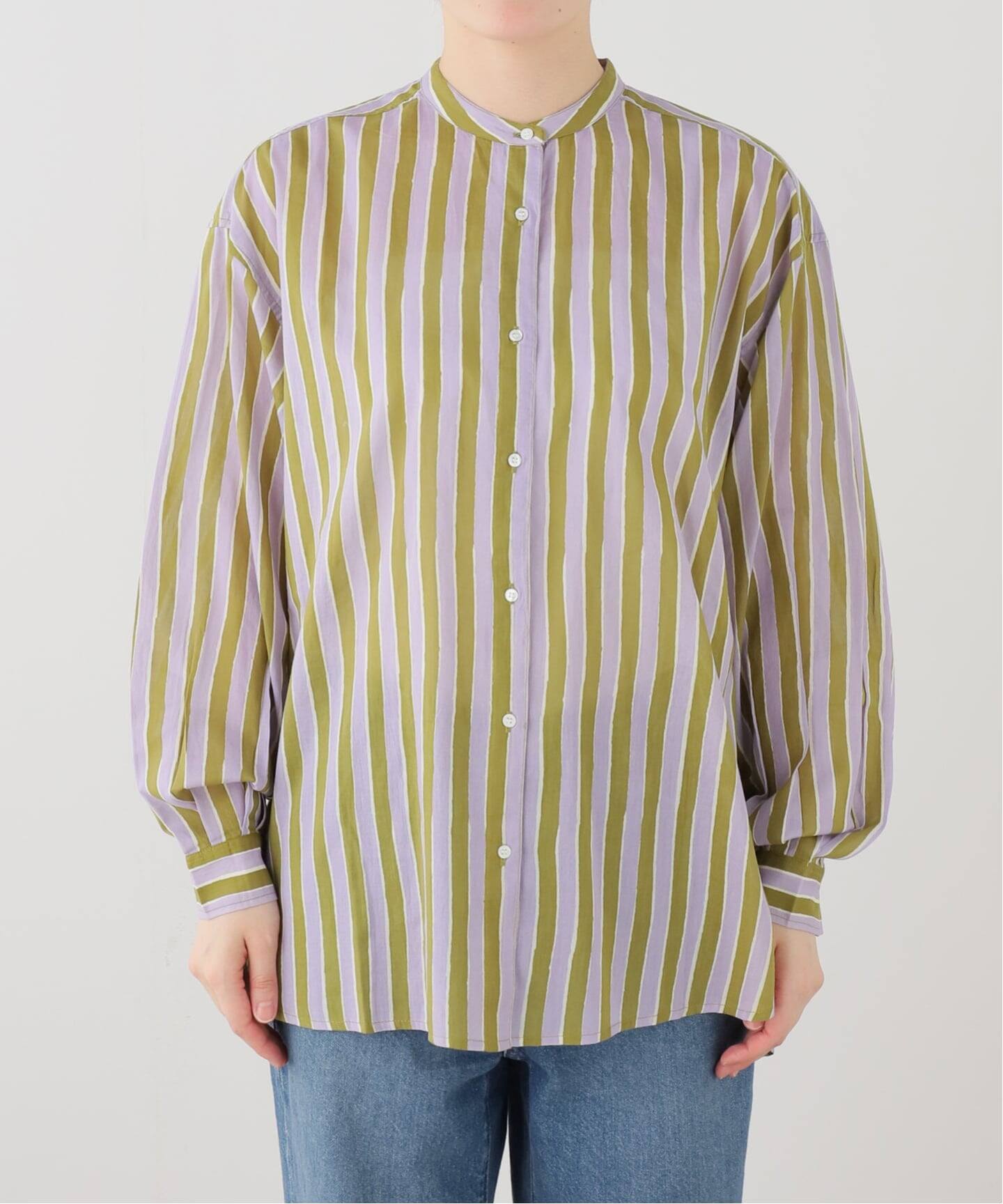 SARA MALLIKA/サラマリカ】 Cotton Wave Stripe Print Shi（シャツ
