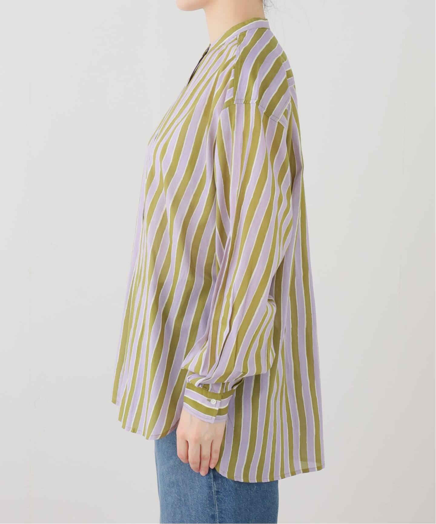 SARA MALLIKA/サラマリカ】 Cotton Wave Stripe Print Shi（シャツ