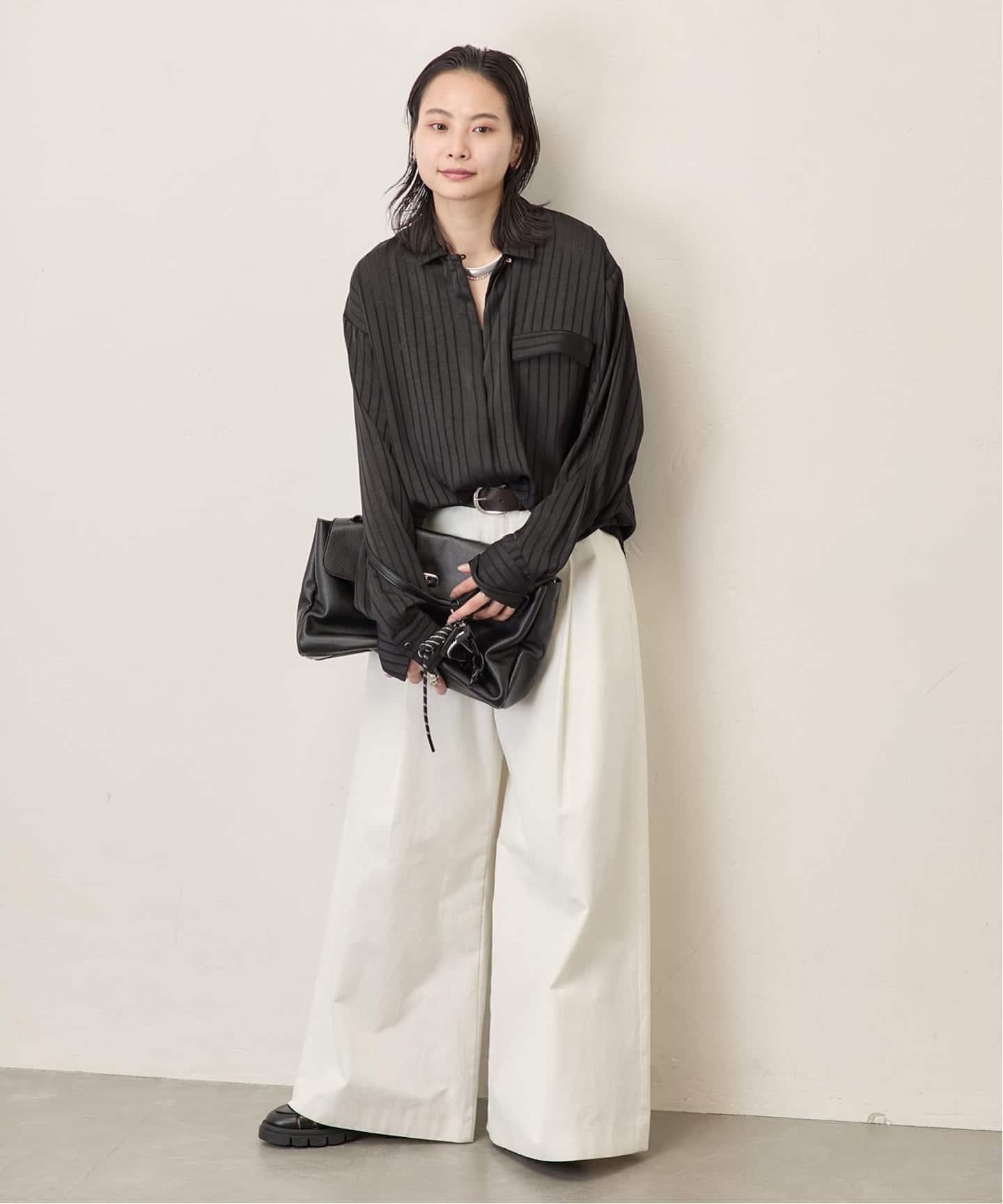 ARCHIVE STANCE/アーカイブスタンス】Satin Stripe Dolman Shirt