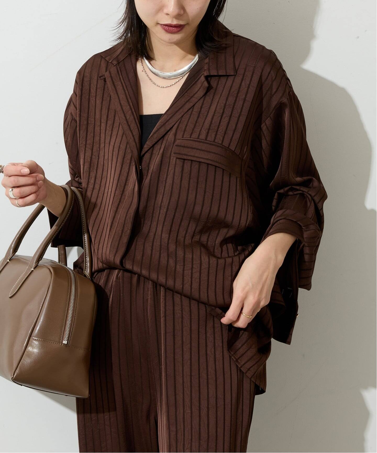 ARCHIVE STANCE/アーカイブスタンス】Satin Stripe Dolman Shirt 