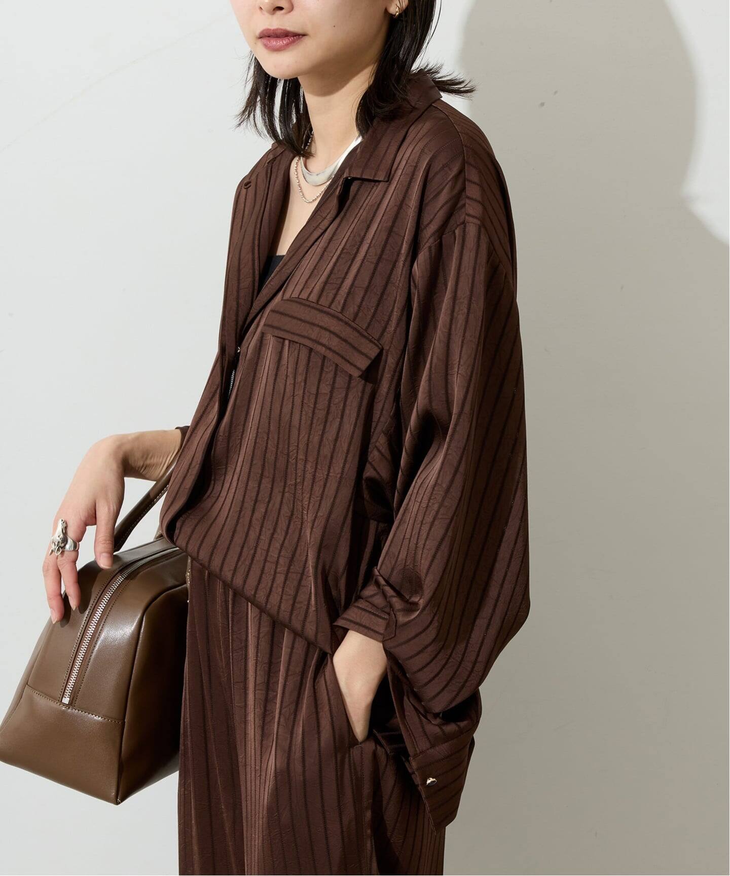 ARCHIVE STANCE/アーカイブスタンス】Satin Stripe Dolman Shirt