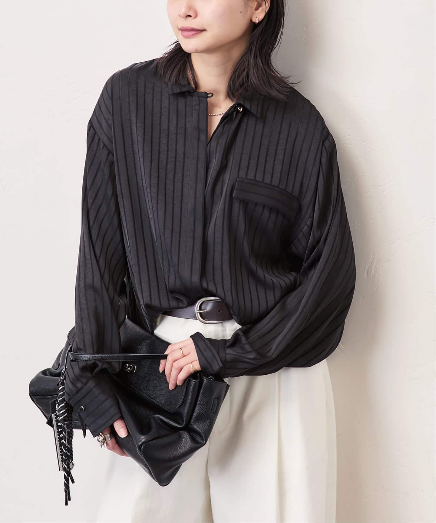 ARCHIVE STANCE/アーカイブスタンス】Satin Stripe Dolman Shirt