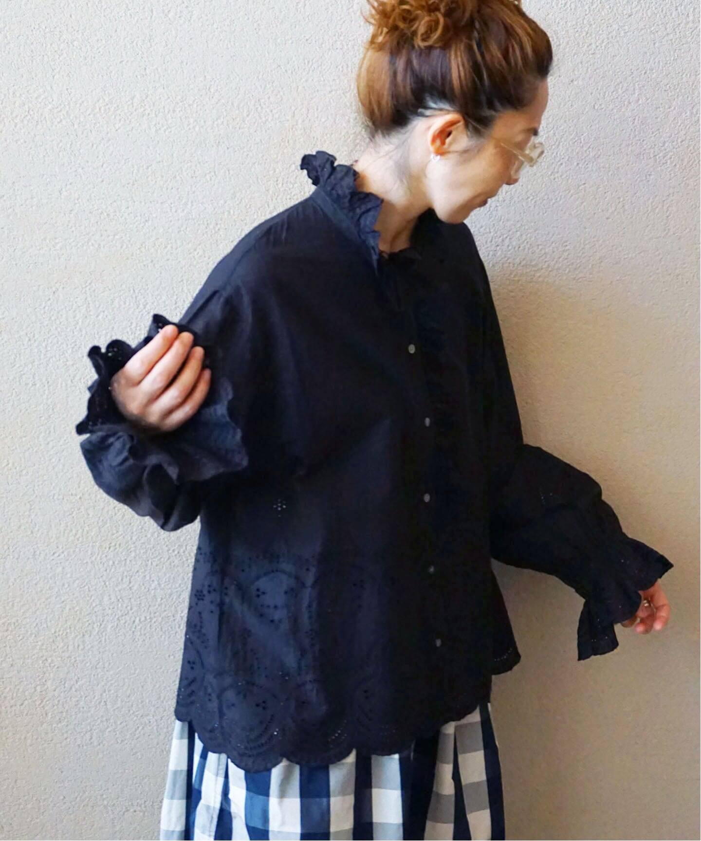 カットワークレース フリルブラウス（シャツ／ブラウス）｜journal 