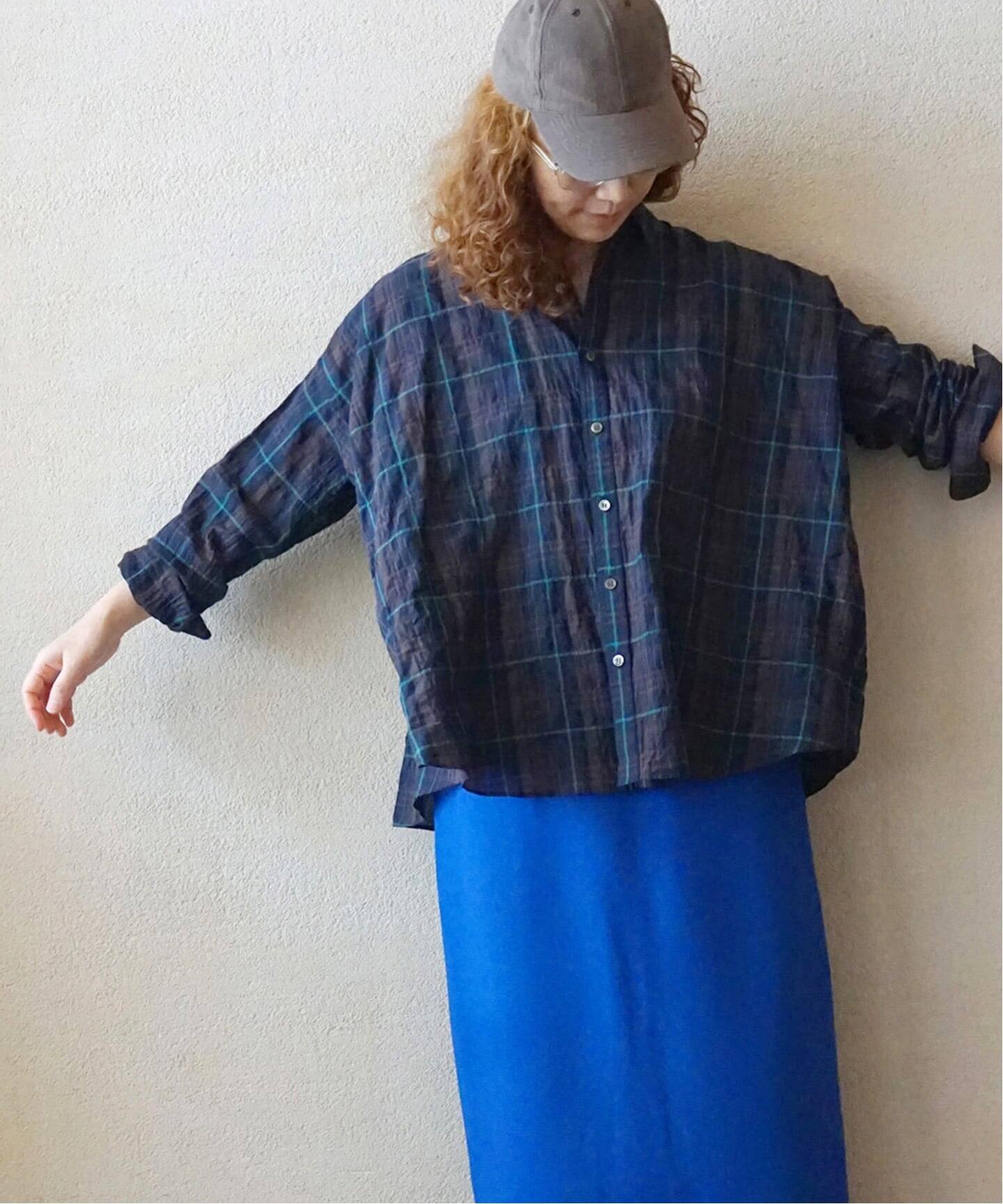 シャーリングチェック レギュラーカラーBigシャツ（シャツ／ブラウス
