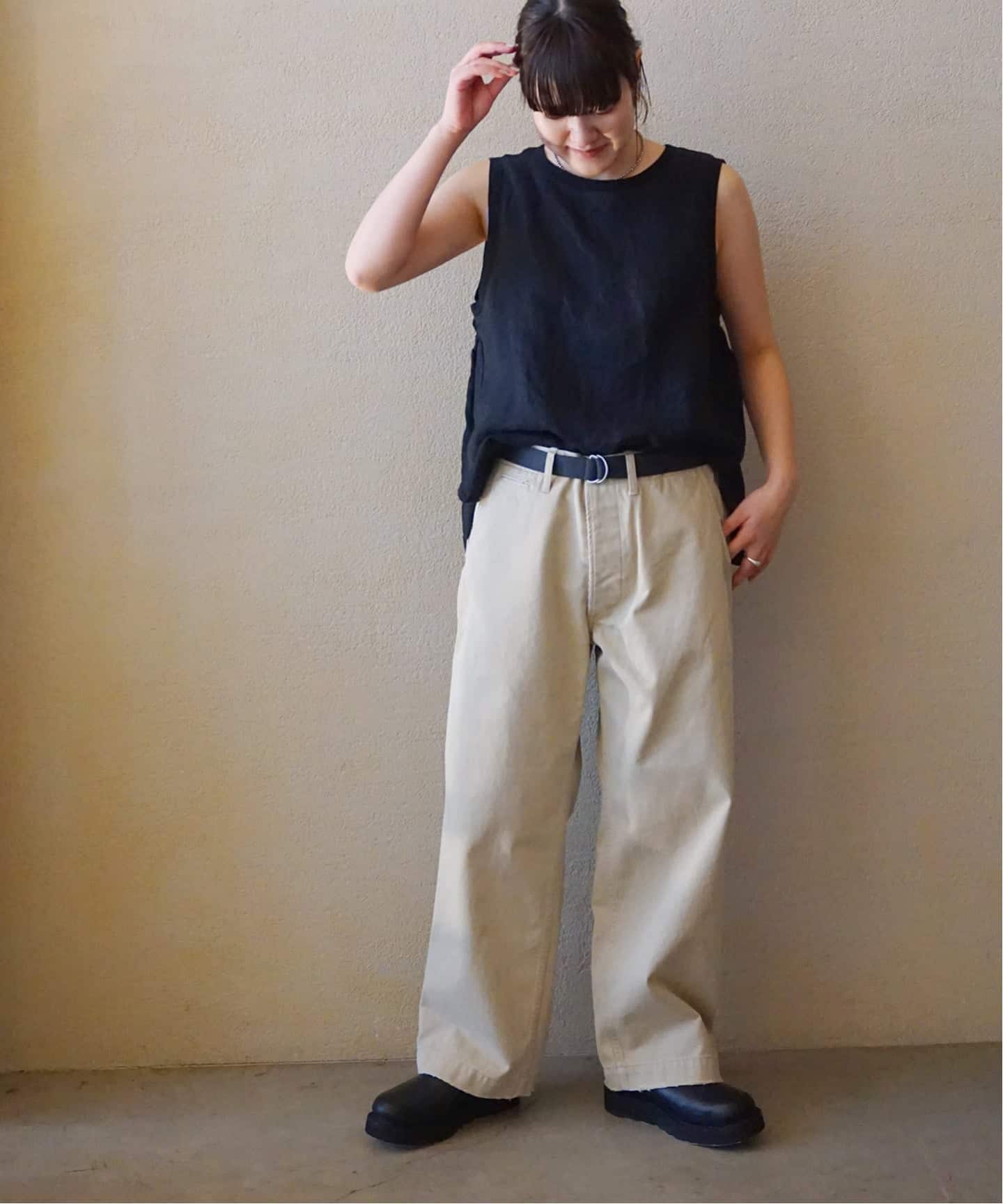 フレンチリネンツイルノースリーブブラウス（シャツ／ブラウス
