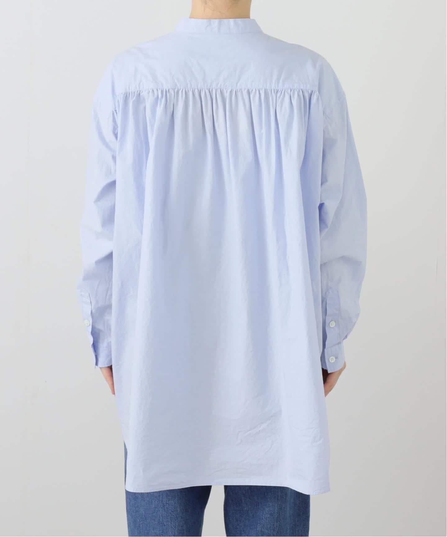 60コットン スタンドカラーギャザーシャツ（シャツ／ブラウス