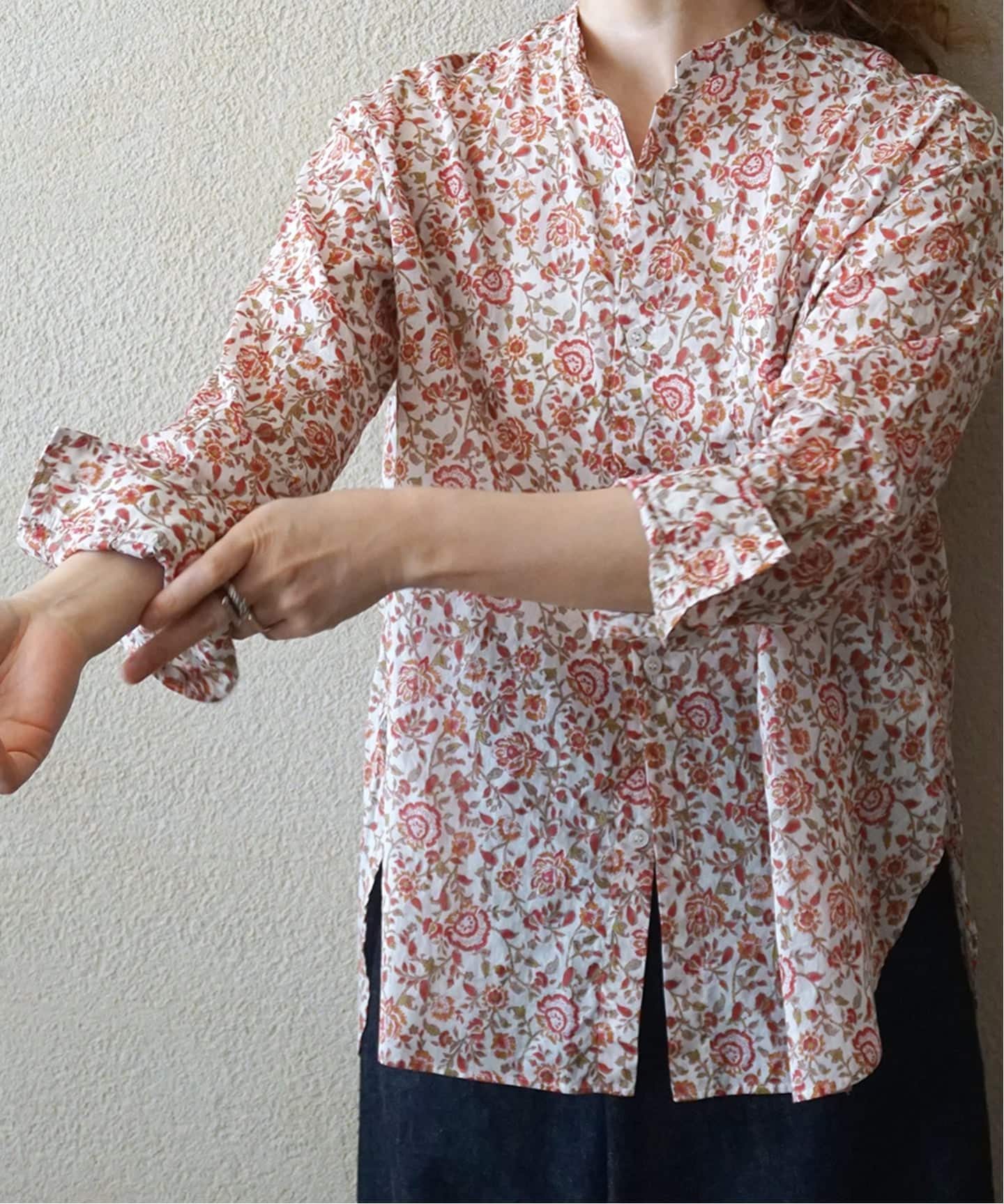 ボイルフラワー スタンドカラーシャツ（シャツ／ブラウス）｜journal