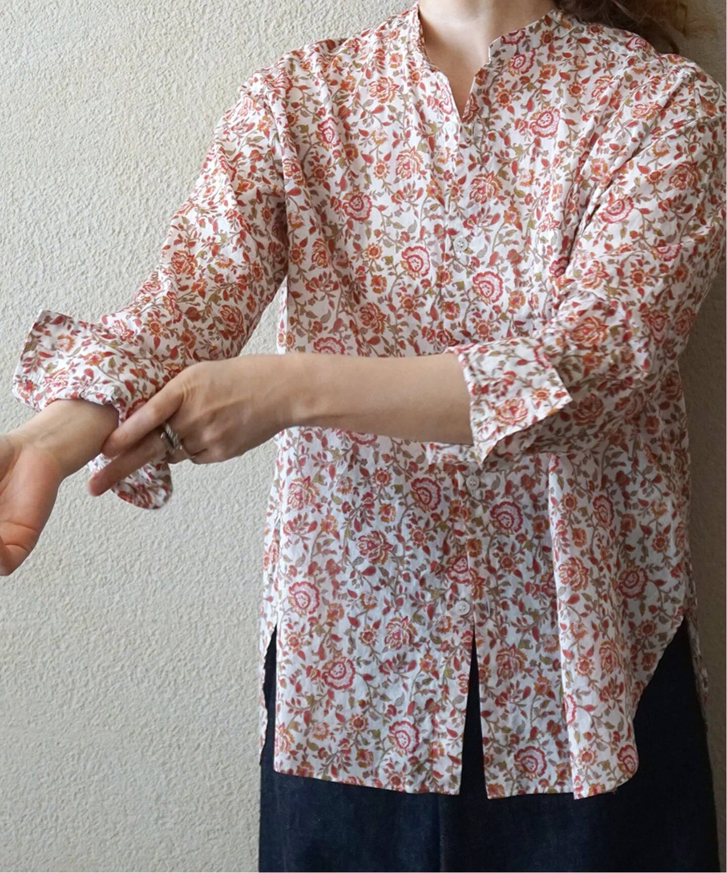 ボイルフラワー スタンドカラーシャツ（シャツ／ブラウス）｜journal 