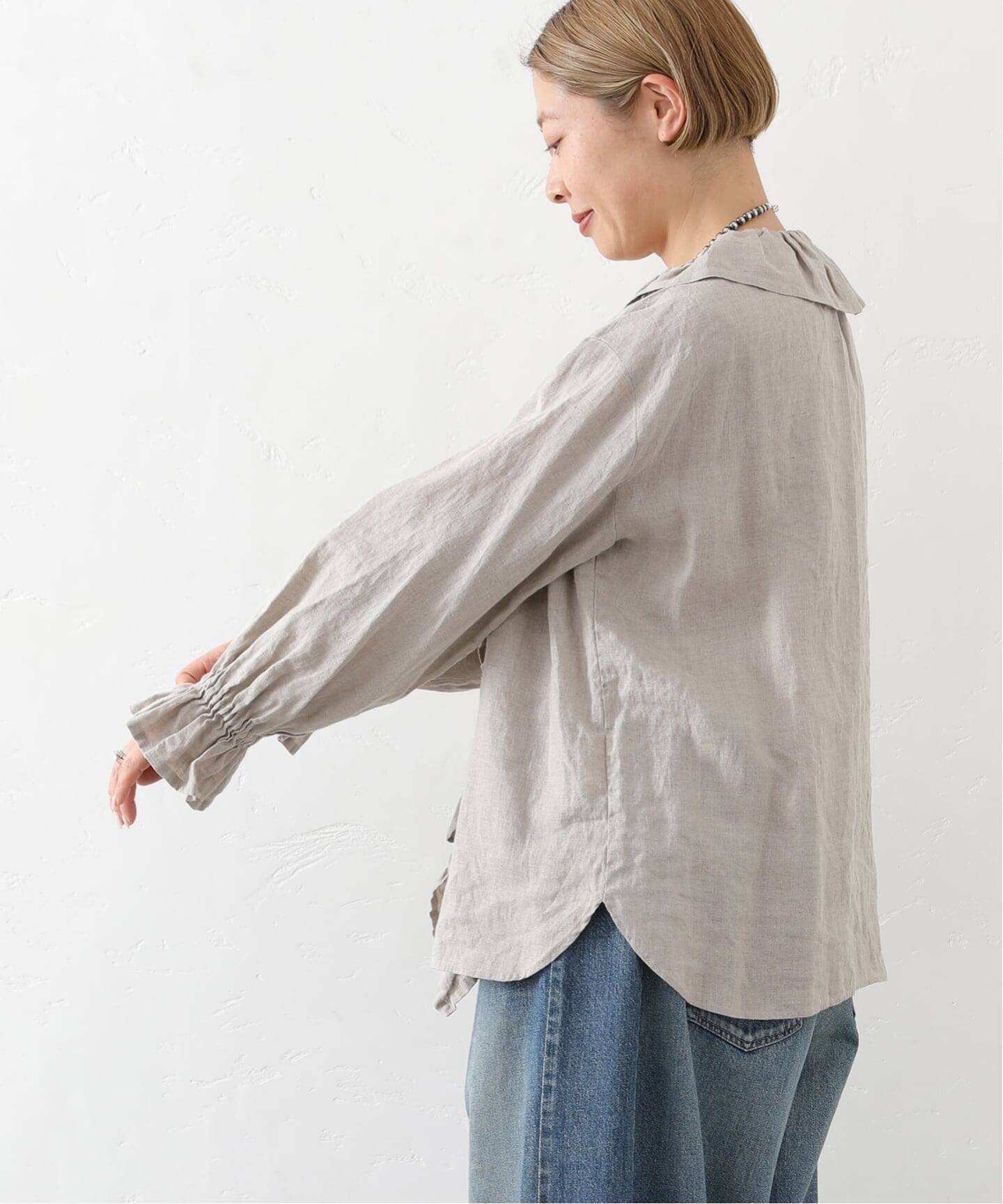 予約》フレンチリネン フリルパフブラウス（シャツ／ブラウス