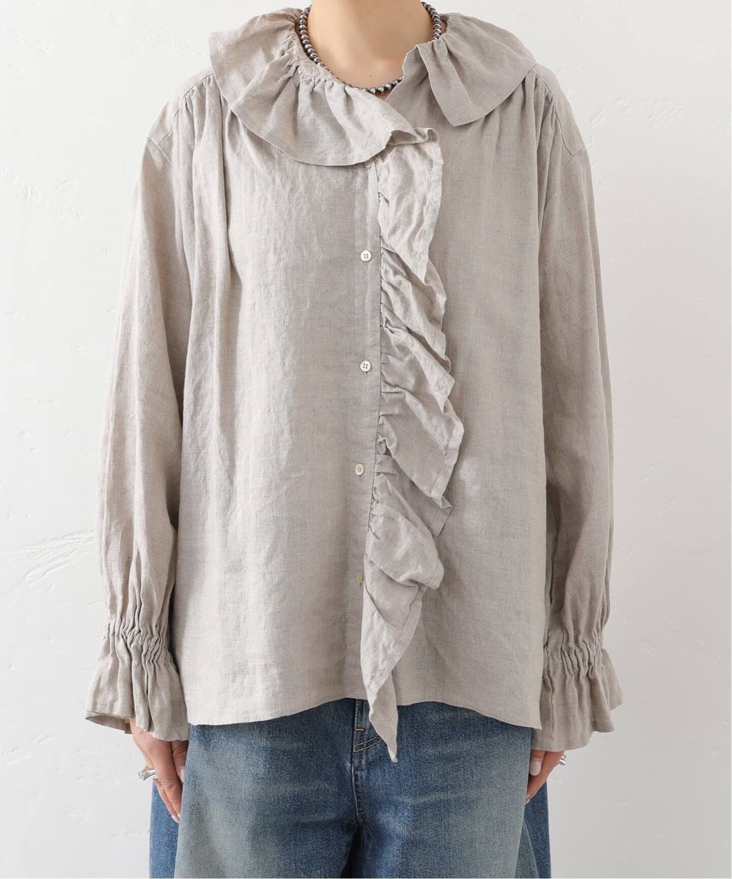 予約》フレンチリネン フリルパフブラウス（シャツ／ブラウス