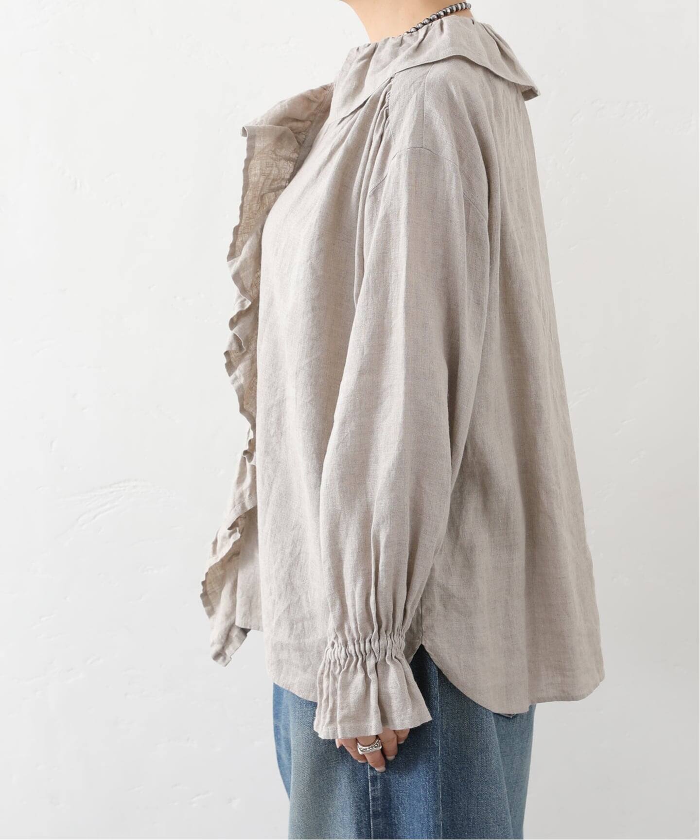 予約》フレンチリネン フリルパフブラウス（シャツ／ブラウス