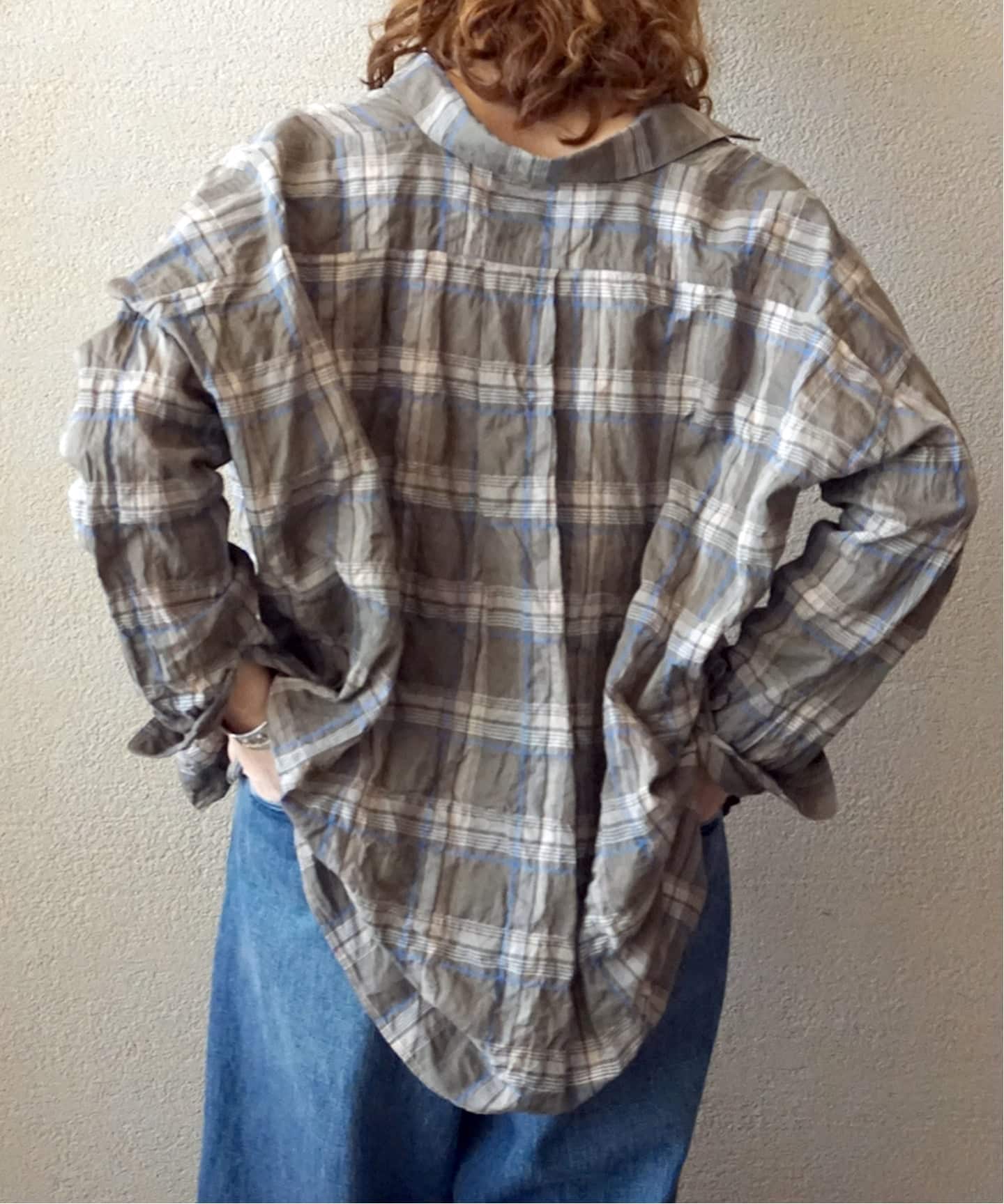 予約》シャーリングチェック レギュラーカラーBigシャツ（シャツ