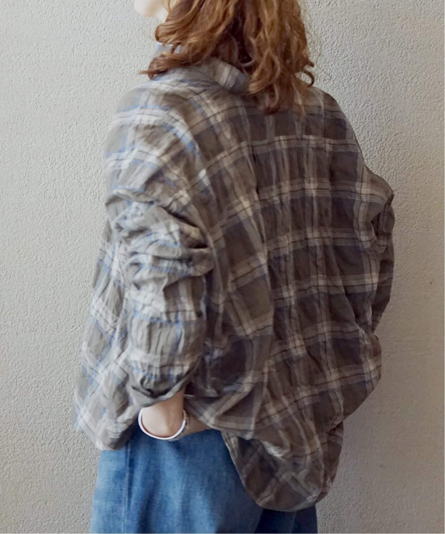 予約》シャーリングチェック レギュラーカラーBigシャツ（シャツ