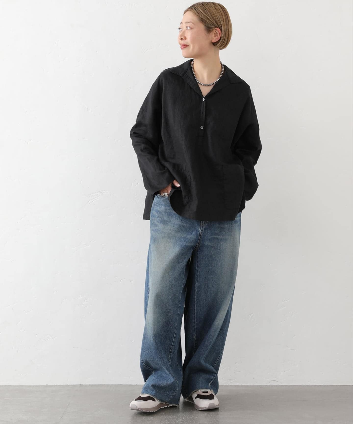 予約》リネンワッシャー スキッパーシャツ（シャツ／ブラウス