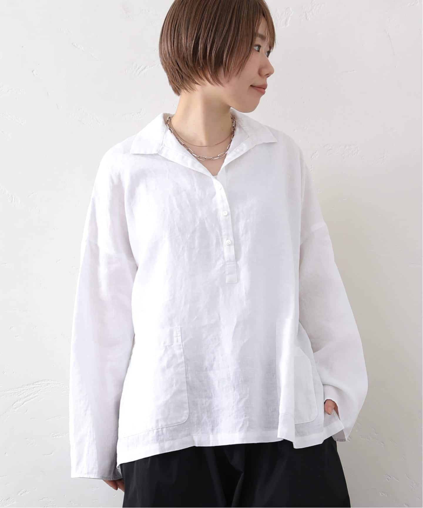 journal standard luxe スキッパー リネンワッシャー スキッパーシャツ（シャツ／ブラウス）｜journal
