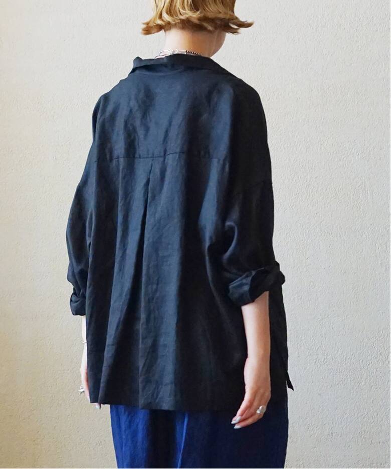 追加》リネンワッシャー スキッパーシャツ（シャツ／ブラウス 