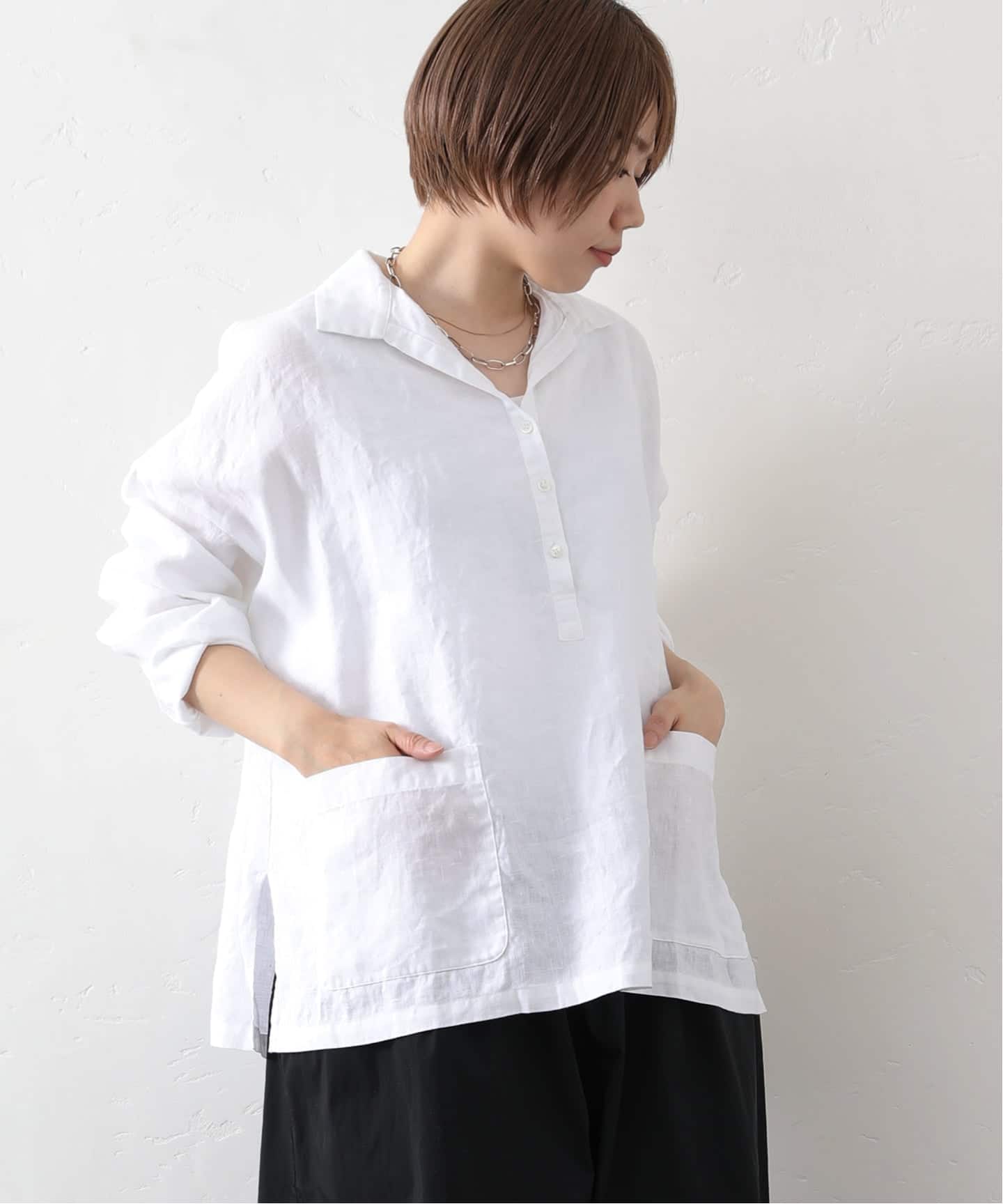 journal standard luxe スキッパー 追加予約》リネンワッシャー スキッパーシャツ（シャツ／ブラウス