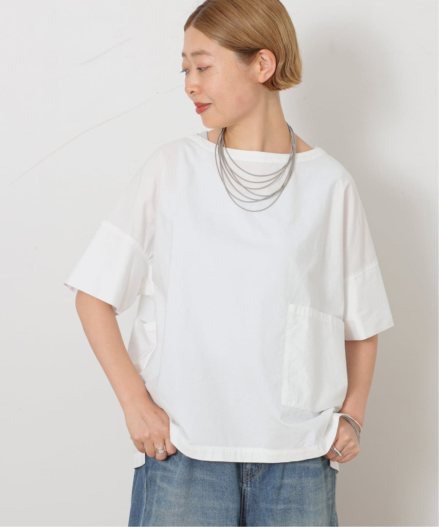LOHEN ローヘン　ワッシャーブラウス　白　ホワイト　五分袖　M シャツ LOHEN ローヘン ワッシャーブラウス 白 ホワイト 五分袖 M シャツ
