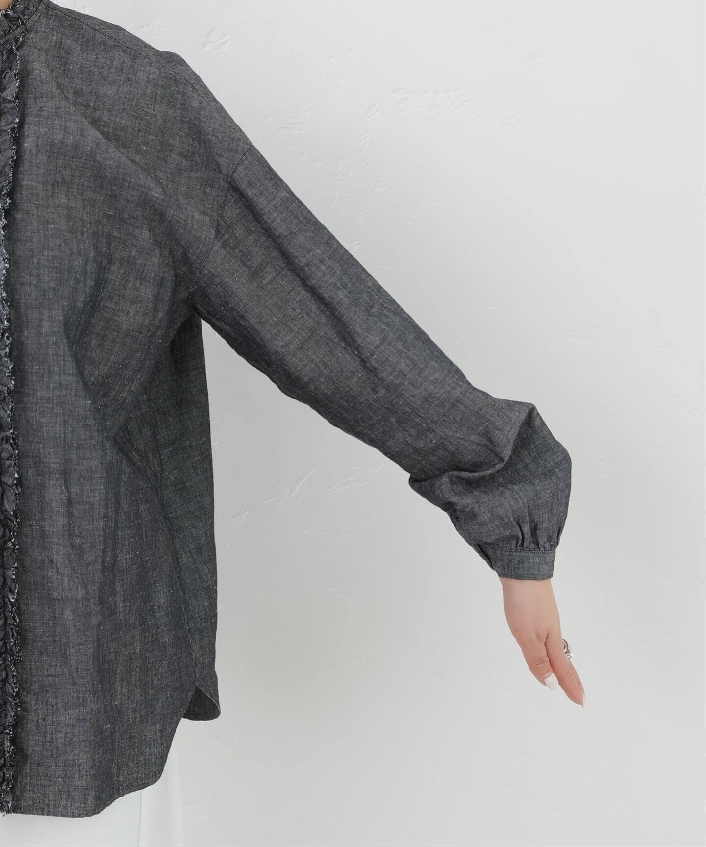 追加予約》CLシャンブレー フリルブラウス（シャツ／ブラウス